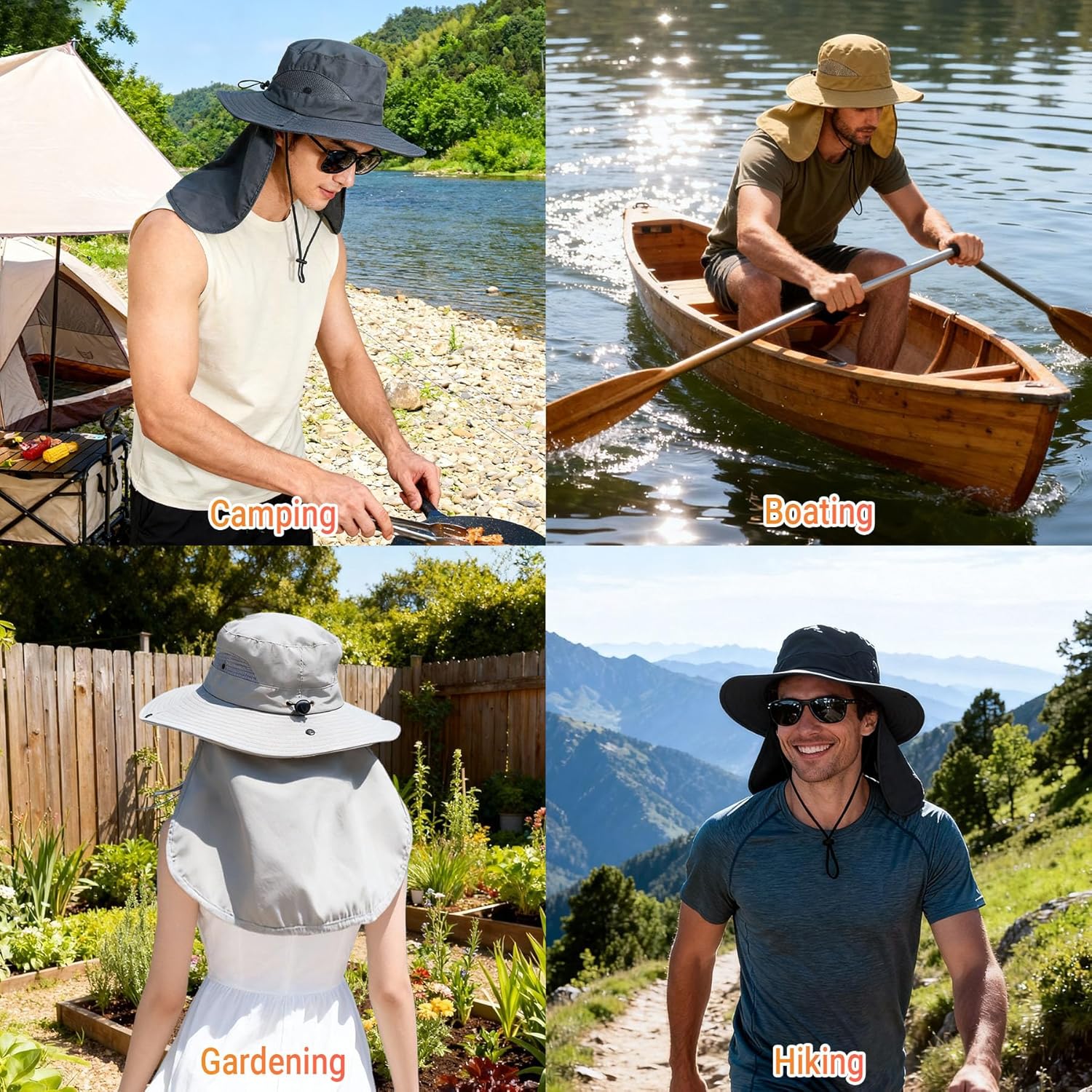 NPQQUAN Sun Hats for Men Women UPF 50+ UV Protection Wide Brim Bucket Hat Safari Hiking Fishing Hats - Image 7