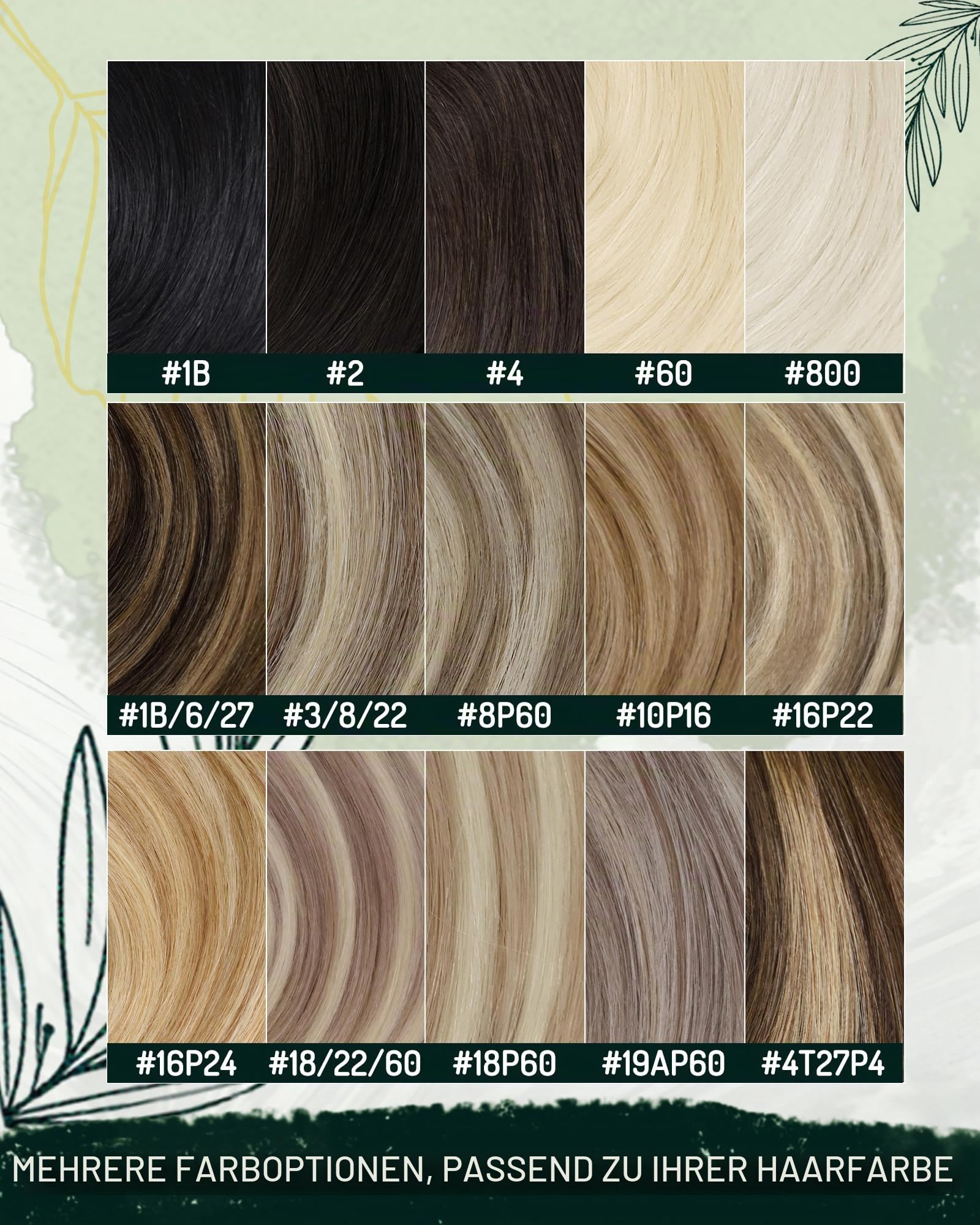 RUNATURE Clip in Extensions Echthaar Braun Hervorheben 45cm 7pcs 120g #10P16