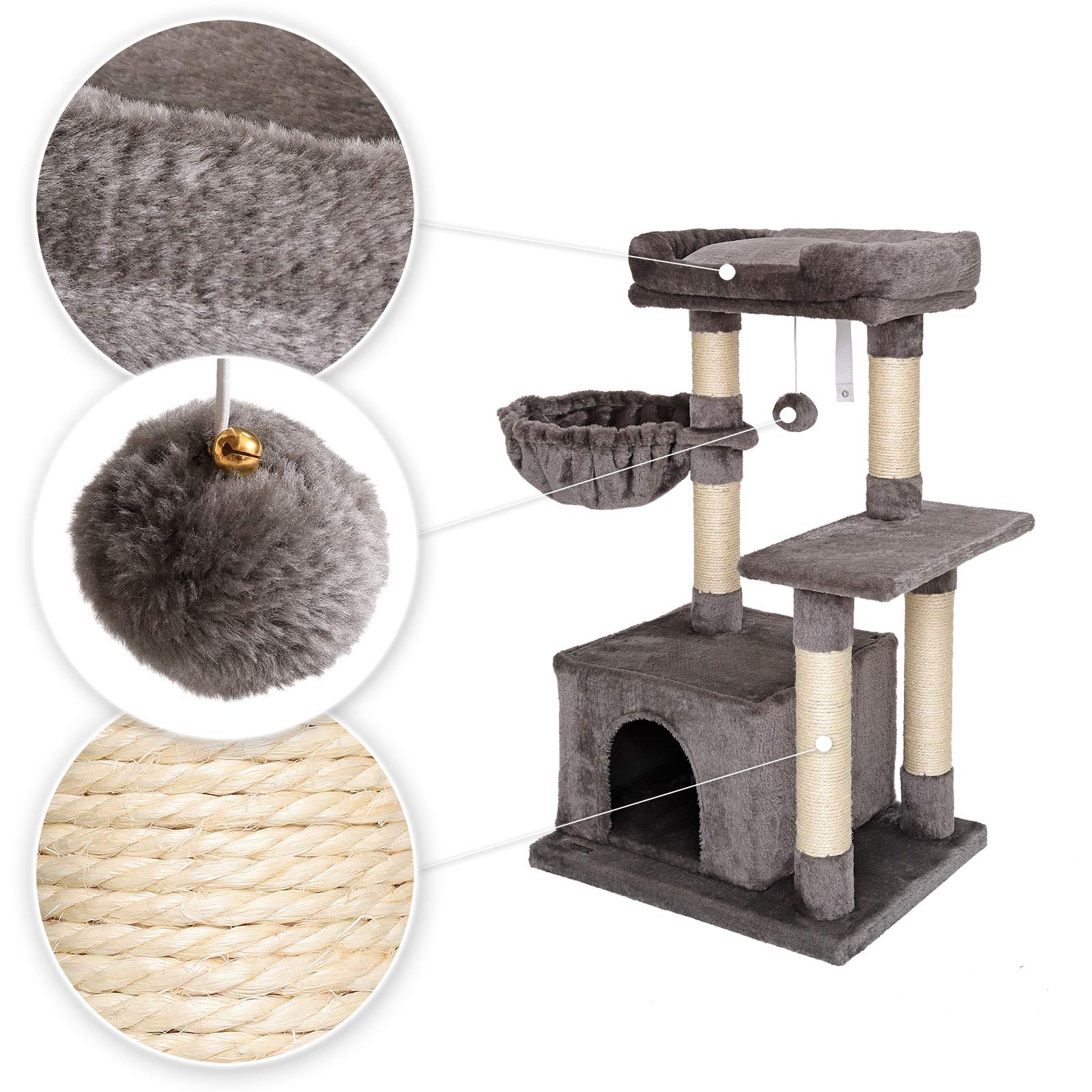 lionto Tiragraffi per Gatto Albero Tiragraffi Gatto Gioco Giocattolo Gatti Altezza 85 cm, Grigio Scuro