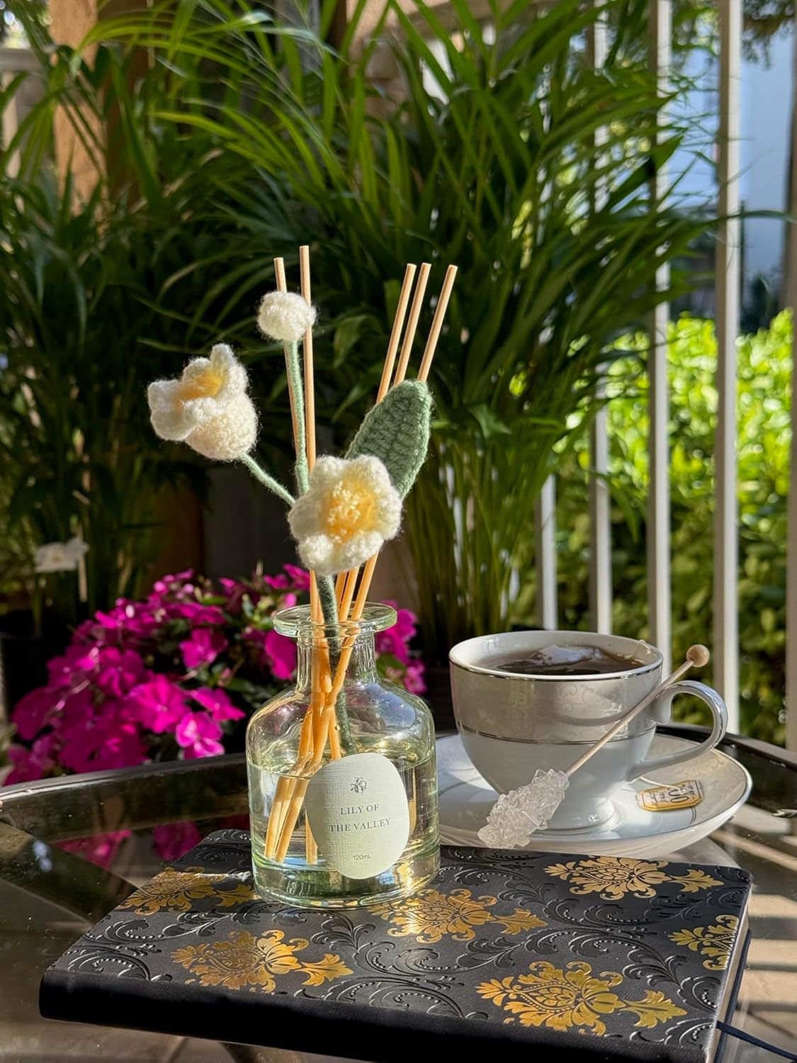 VANGIE Lily of The Valley Reed Diffuser for Home | Fresh Floral Scent | Elegant Glass Bottle with Handmade Flower | Long-Lasting, Vegan | Bedroom & Living Spaces - Image 5