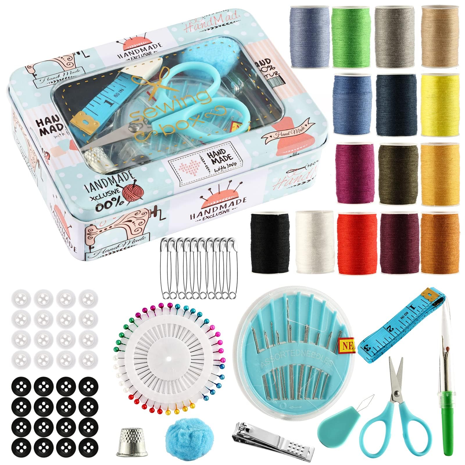 TERRIFISewing Kit Portable Mini Sewing Kit,Small Home Repair Needle and Thread Kit with Scissors, Thimble, Tape Measure,for Travel, Emergencies, and DIY Projects