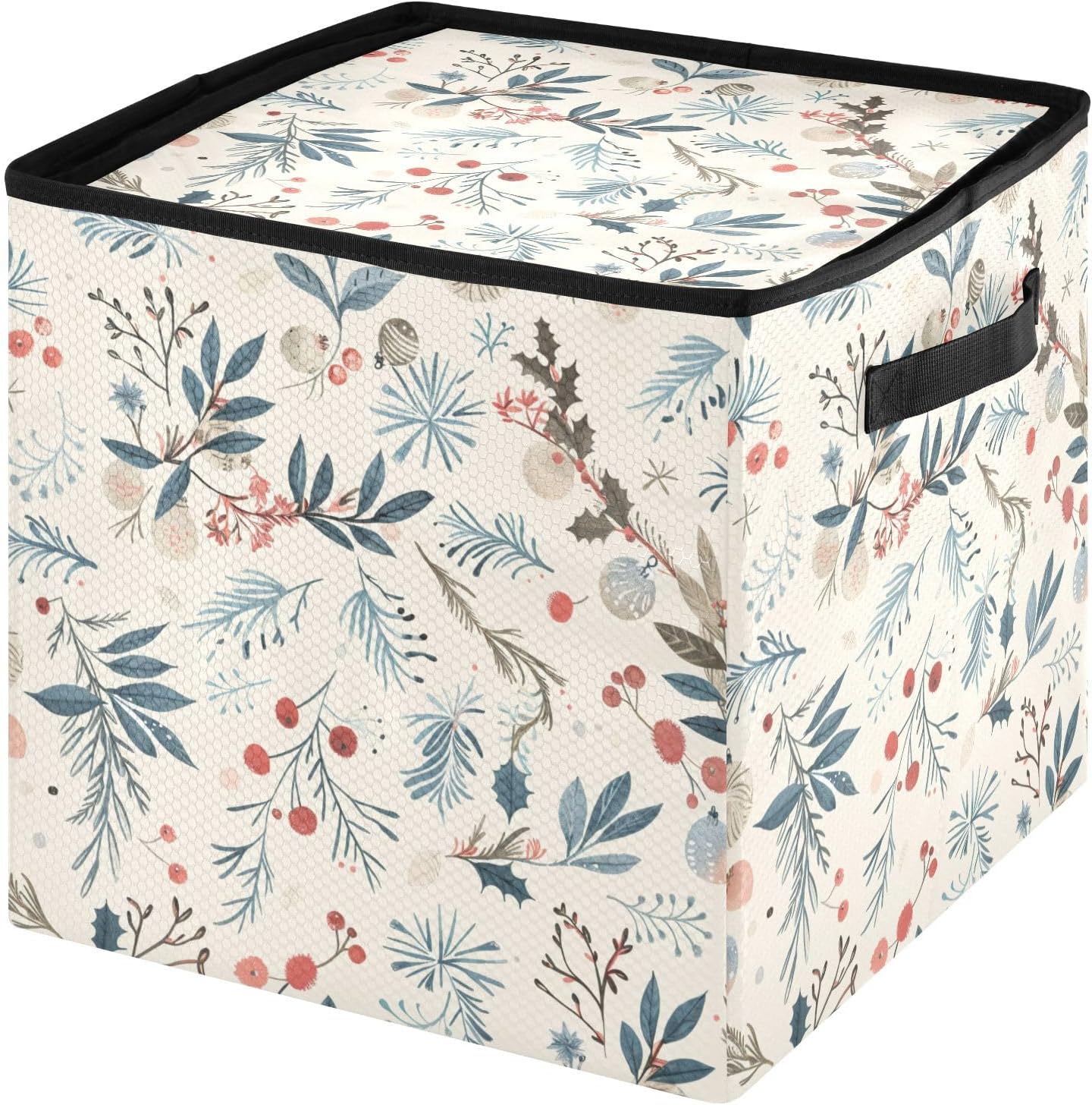 High Capacity Christmas ornament organizer storage Holds Up to 64, Zippered Top stackable Holiday Storage Case with Lid,Merry Christmas Elements