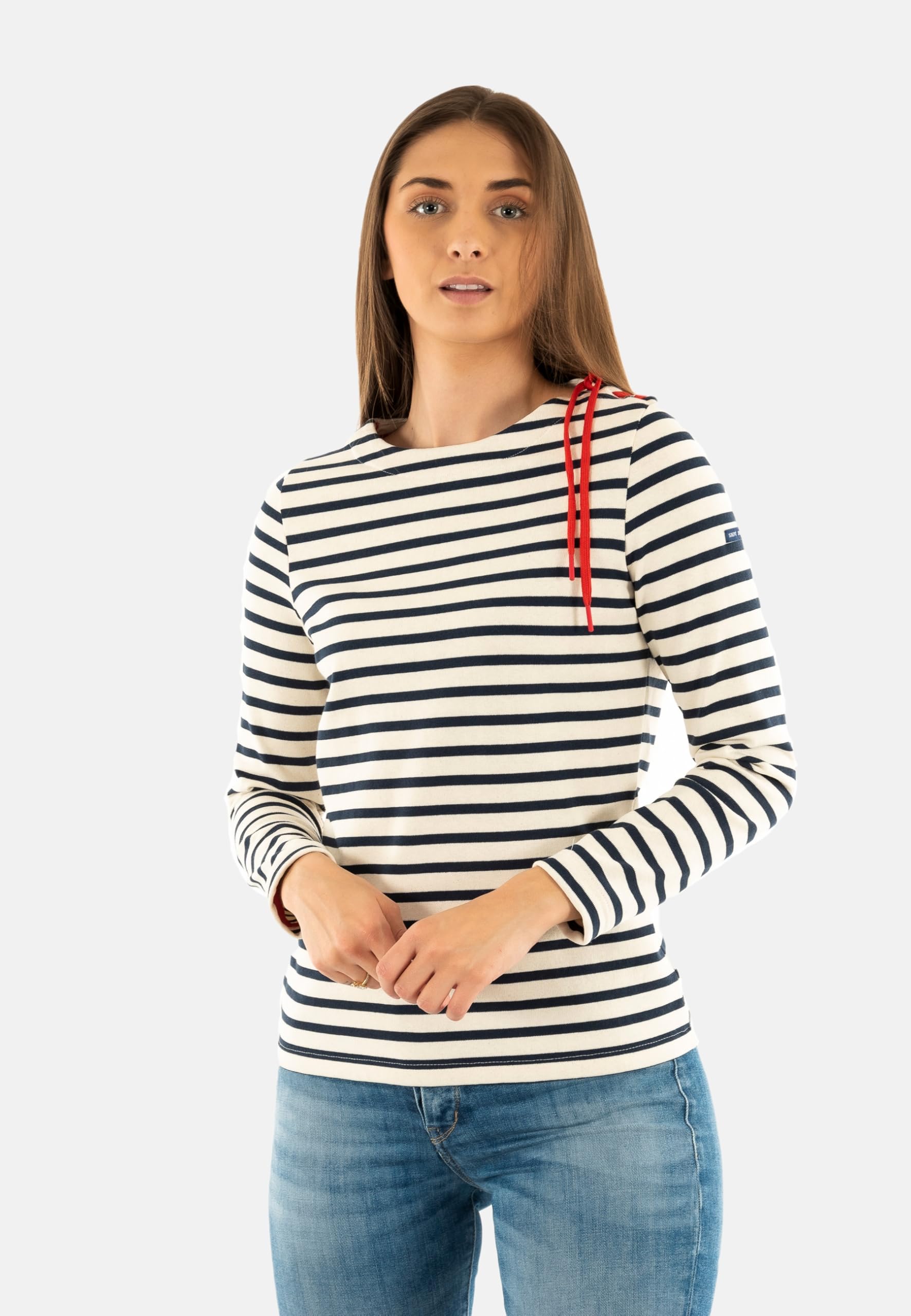 SAINTJAMES Pull Leger cavalaire Ecru/Marin/Tulipe