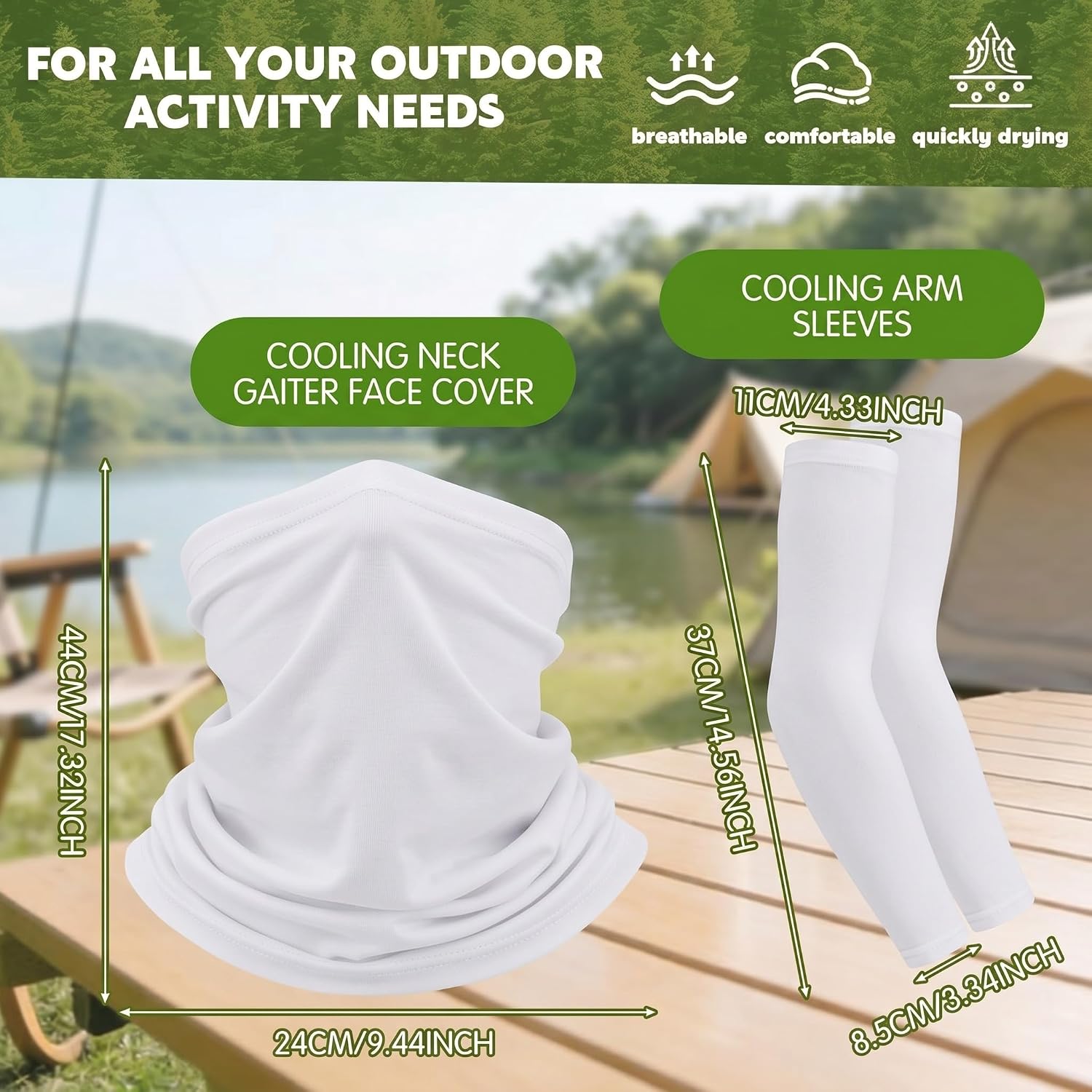 3 Packs Solar Fan Hat with Arm Sleeves and Neck Gaiter Wide Brim Fishing Hat for Outdoor Camping Hiking