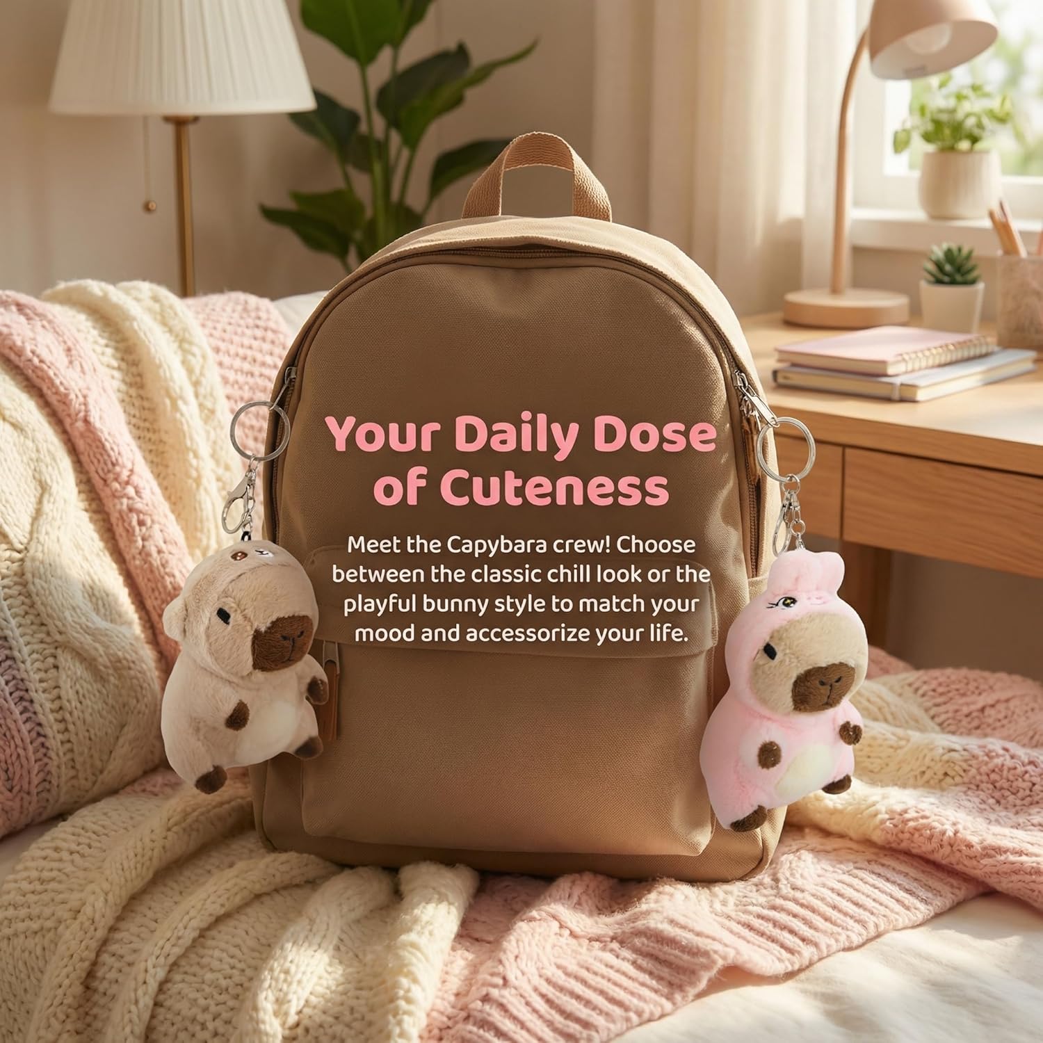 Capybara Plush Keychain, Cute Capybara Dressed as Animal, Soft Stuffed Animal Pendant for Bag Charm Car Key