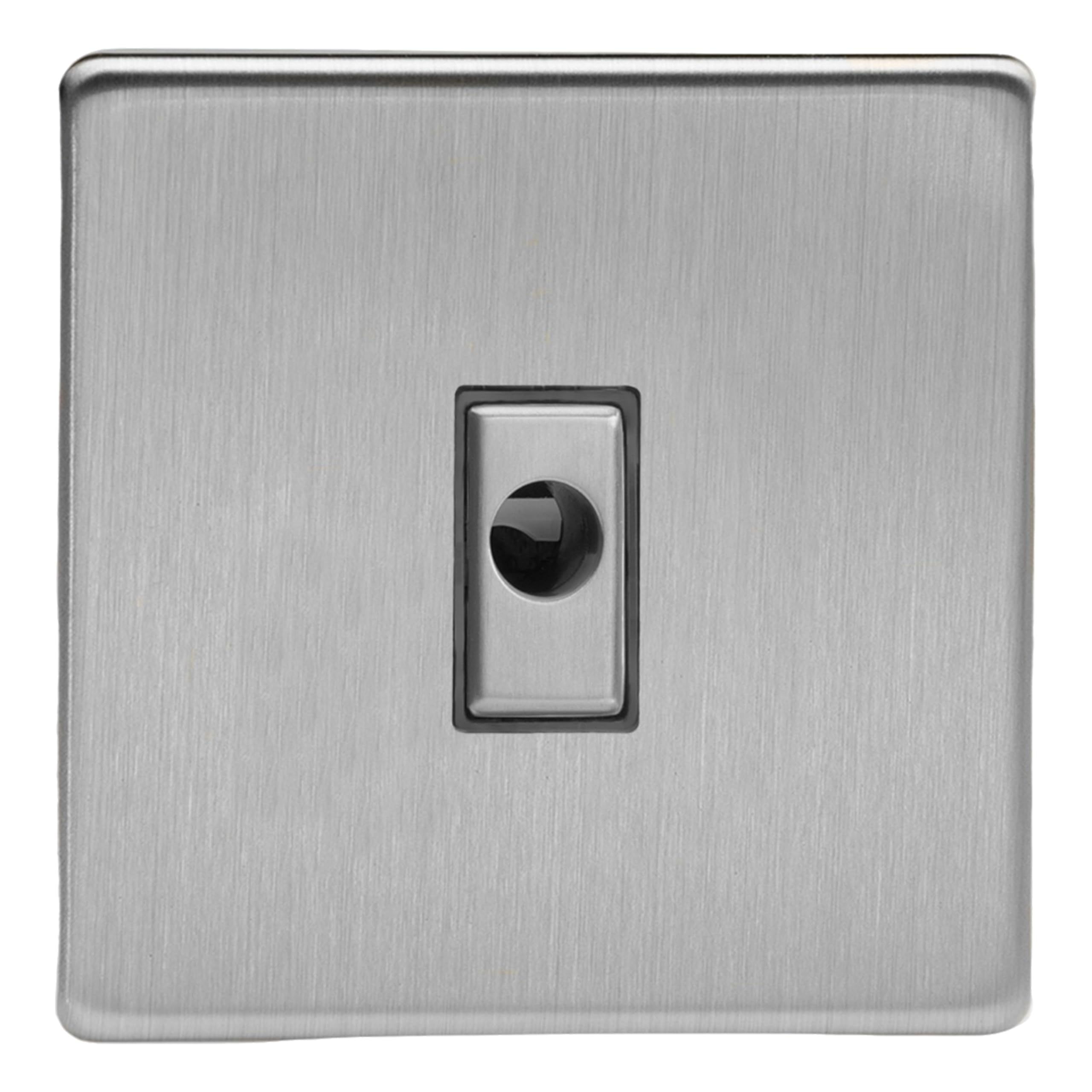 Varilight Flex Outlet Plate - Screwless Brushed Steel With Brushed Steel Insert, XDSFODS, 86x86x34mm