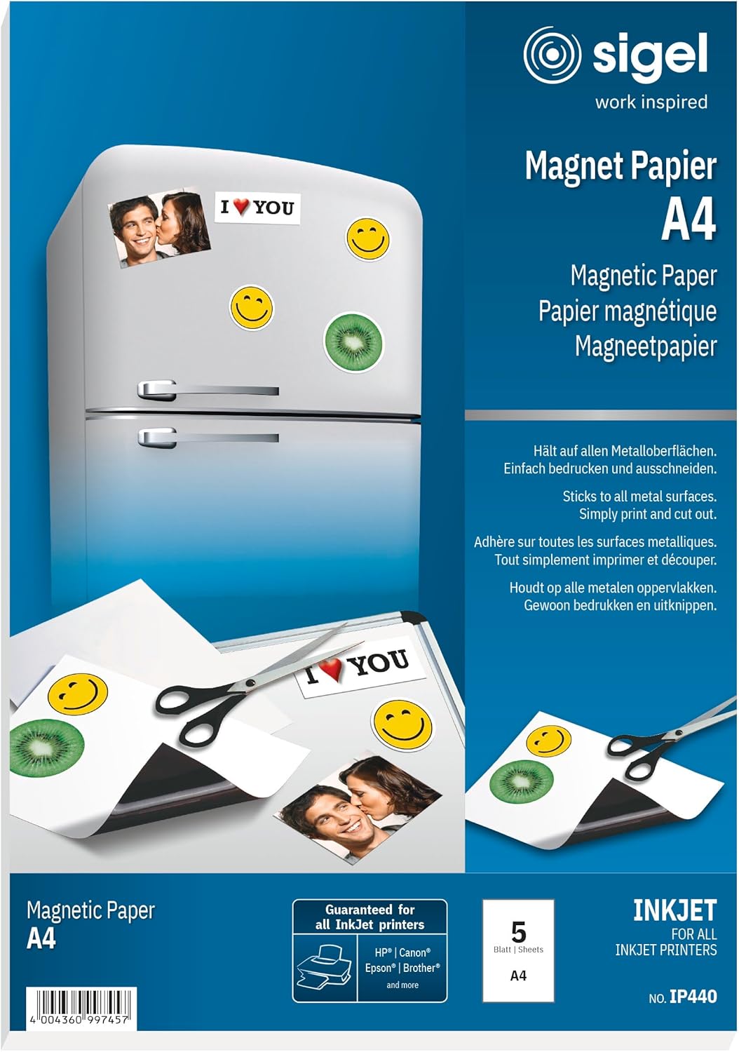 Sigel IP440 Magnetic Paper, 380 mic, A4, 5 sheets