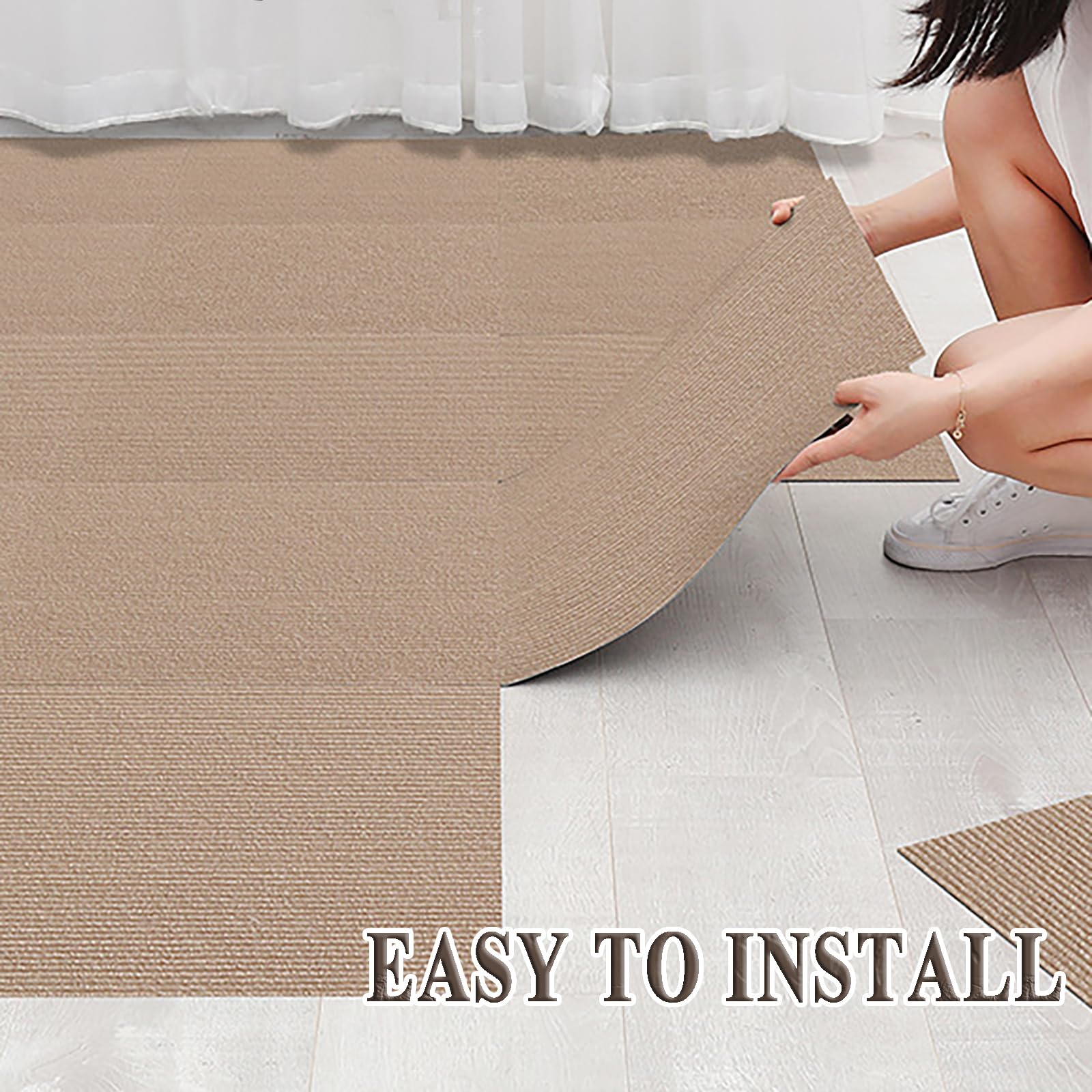 Quadrat 30 Stück Teppichfliesen, Teppichfliesen Selbstklebend, Teppichboden, Teppich Fliesen, Teppichfliesen Selbstliegend für Büro, Wohnzimmer, Balkon(Size:30 * 30CM(11.81 * 11.81IN),Color:Weiß)