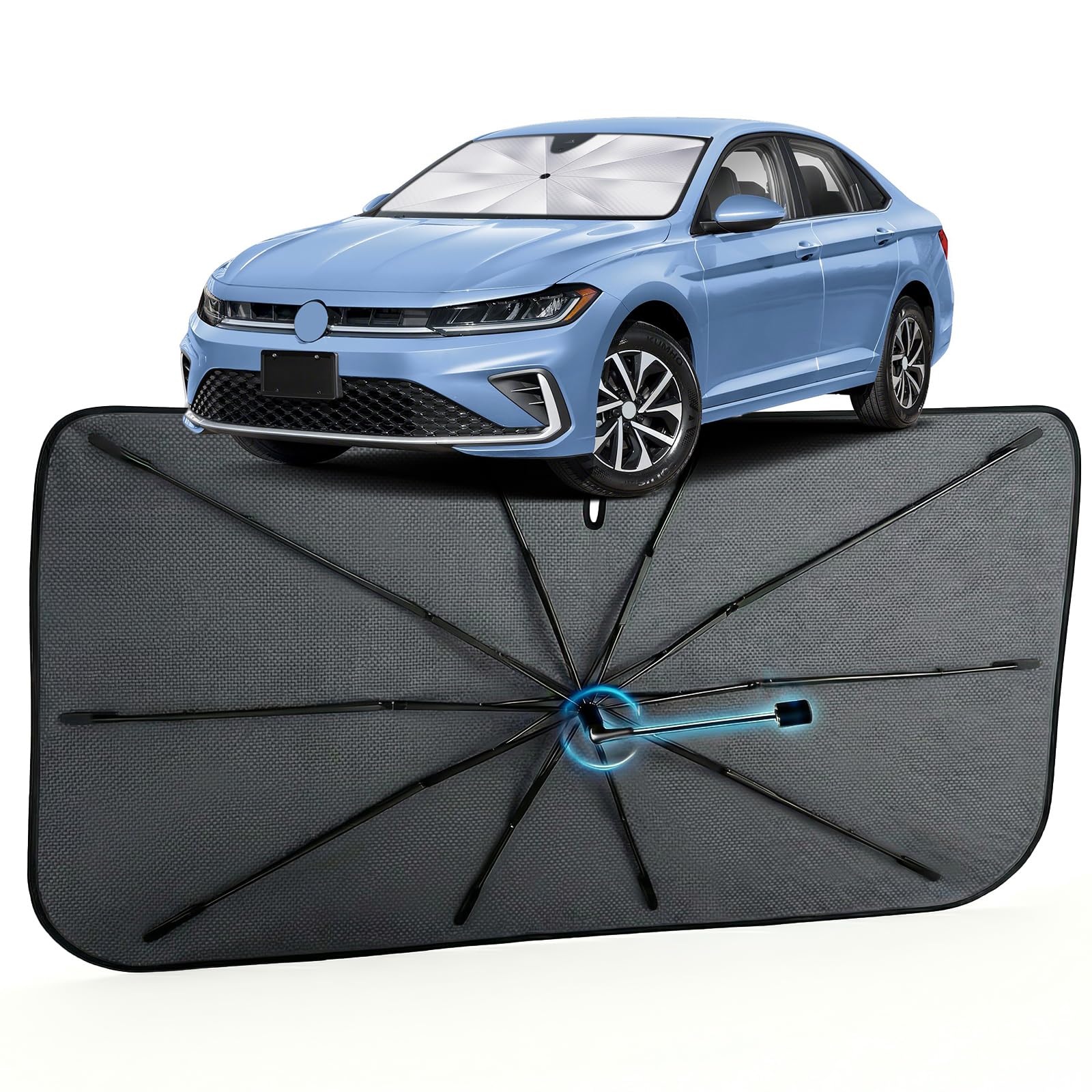 Car Windshield Sun Shade Umbrella for Volkswagen Jetta 2019-2026, 1:1 Fit