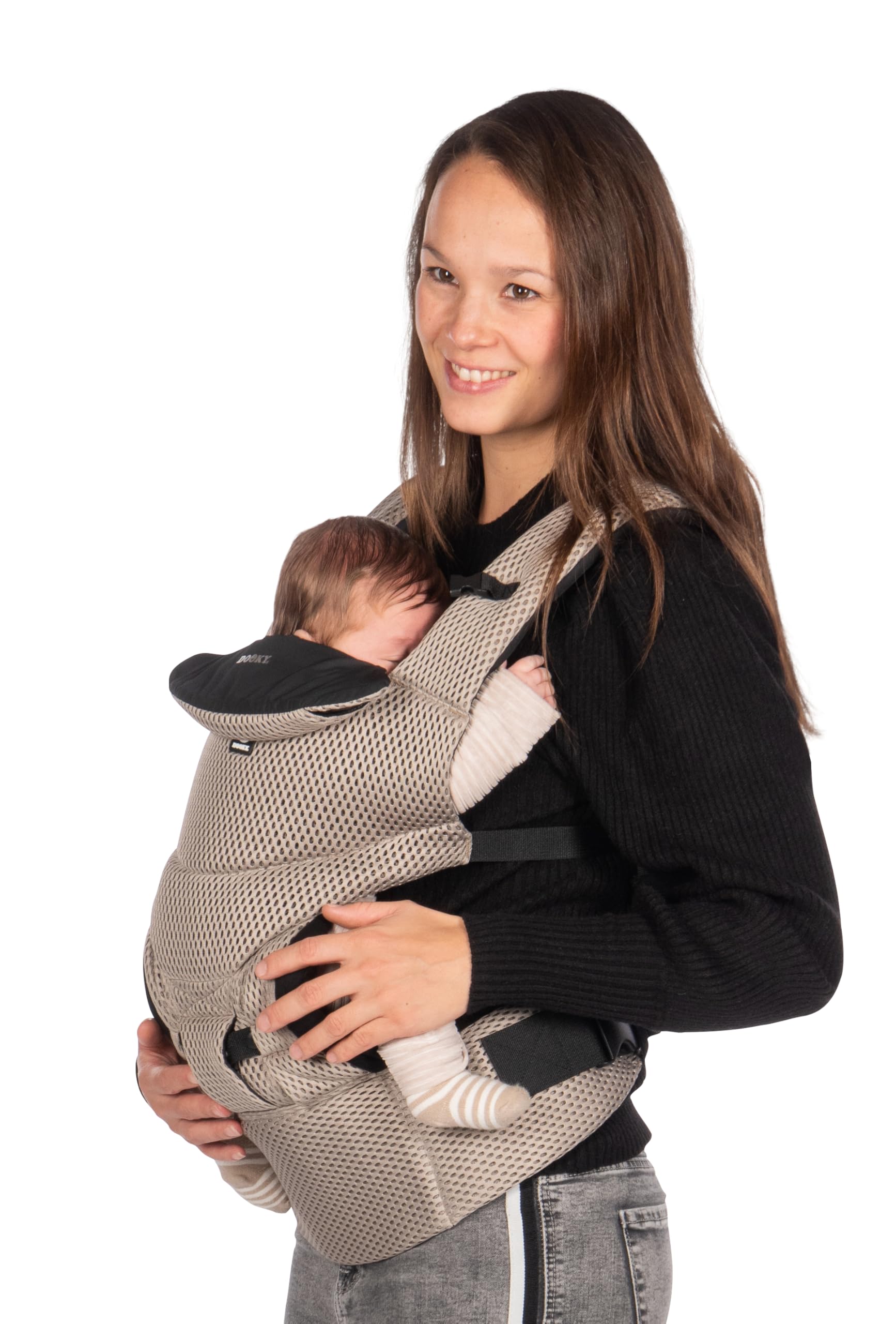 Dooky Urban Comfort ergonomiczne nosidełko dla niemowląt (odpowiednie dla dzieci w wieku 0-3 lat i 3,5-15 kg, oddychający materiał, trzy różne możliwości noszenia), kolor: beżowy desert