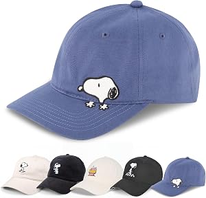 Concept One Unisex Adult Peanuts Snoopy Dad Hat, Adult Cotton Adjustable Baseball Cap with Curved Brim