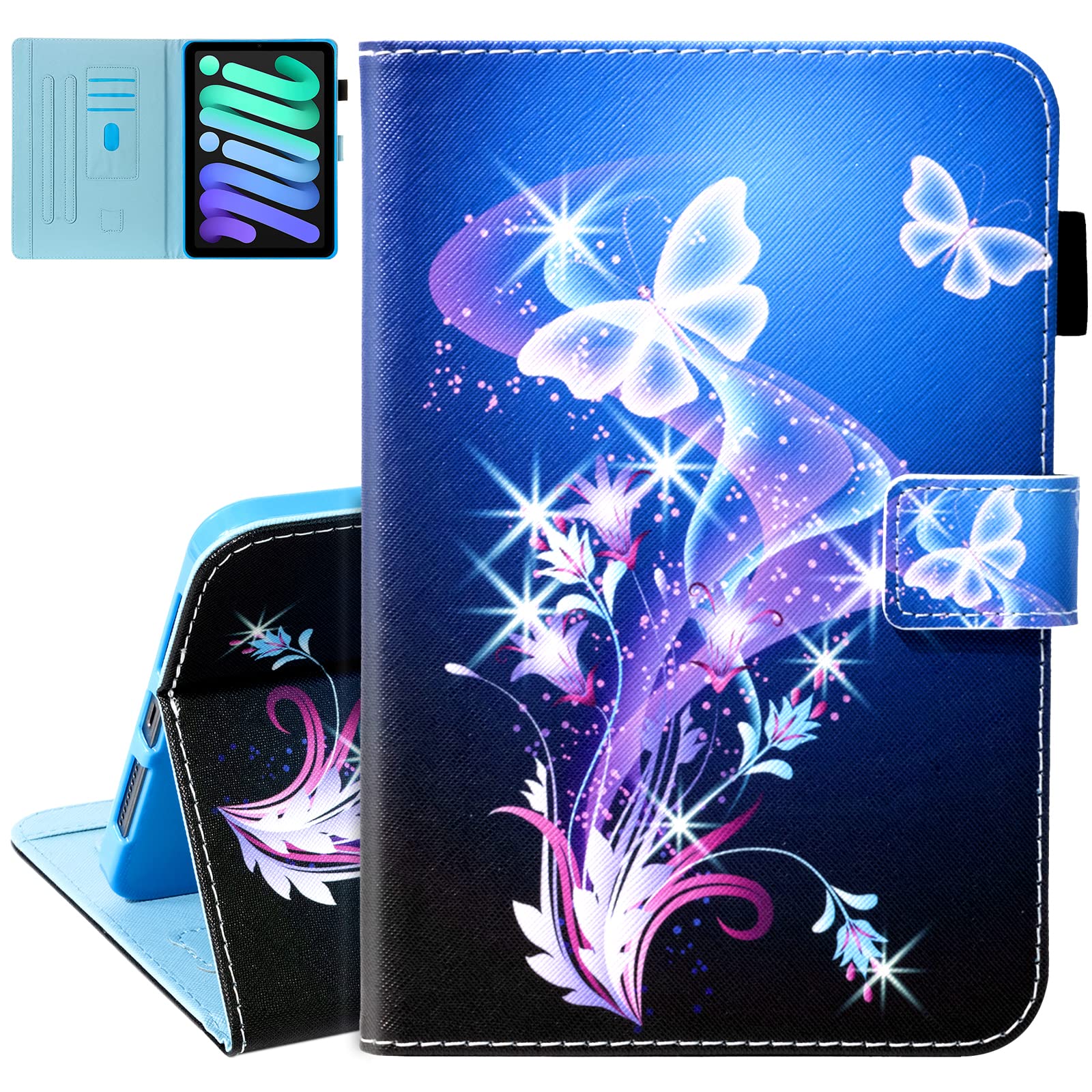 Dteck for iPad mini (A17 Pro/A15) Case 7/6th Generation (2024/2021 Release) 8.3-Inch, PU Leather Protective Case with Auto Sleep Wake & Stand Function