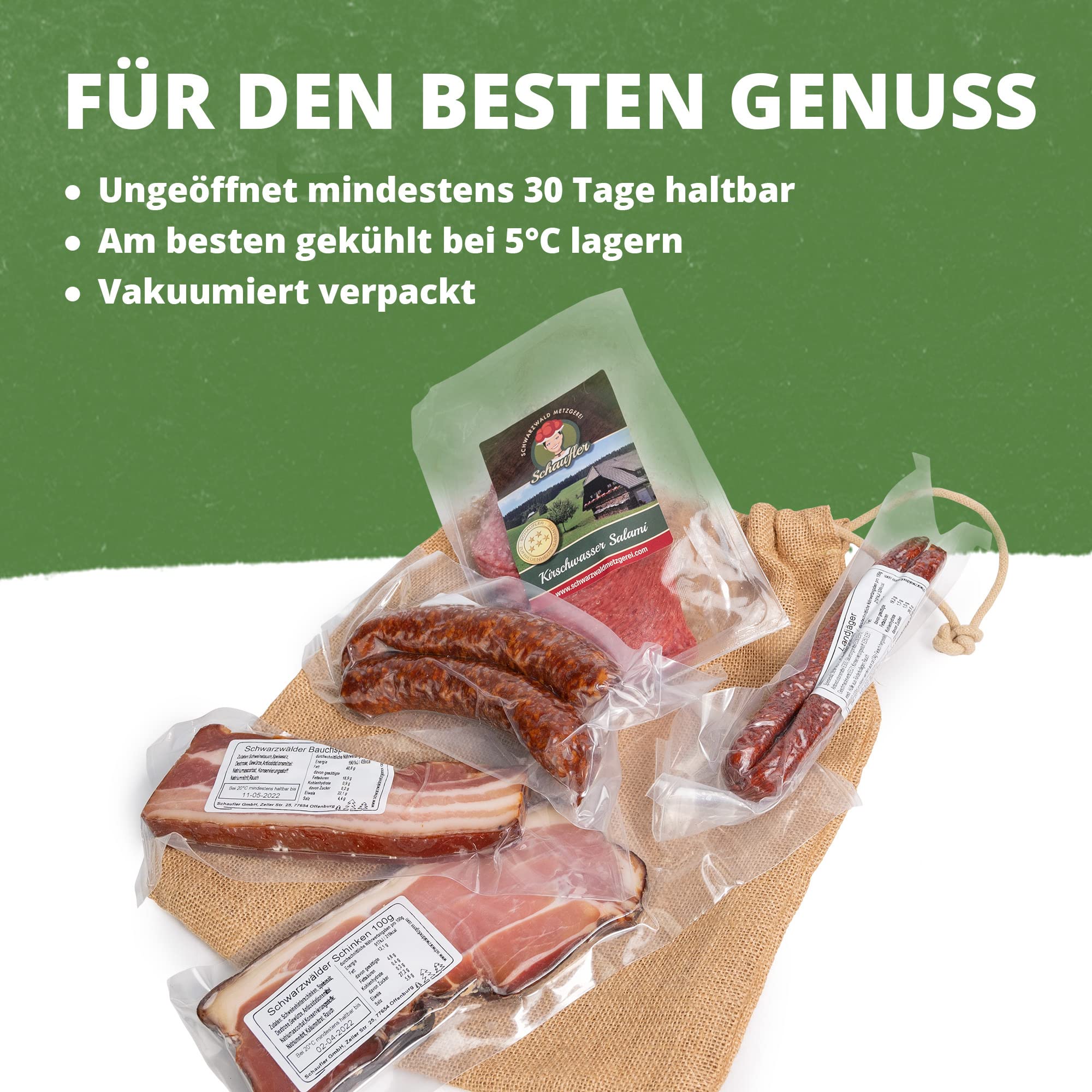 Wichtelgeschenk Schwarzwald genießen – Feinkost Probierpaket im Jutesäckchen, liebevolles Genuss-Geschenk zum Fest, Geburtstag oder als Danke