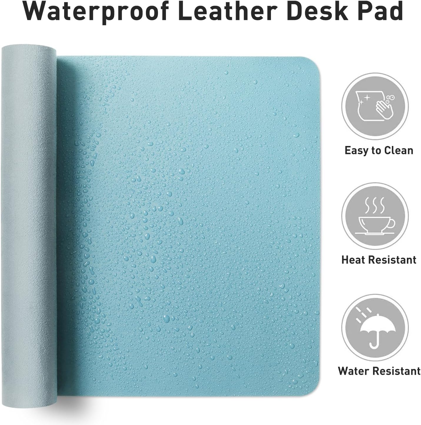 Aothia Large PU Leather Desk Pad Protector – Non-Slip Mouse Pad & Writing Mat for Office/Home, Waterproof, Easy to Clean(23.6" x 13.7", Blue Topaz) - Image 7