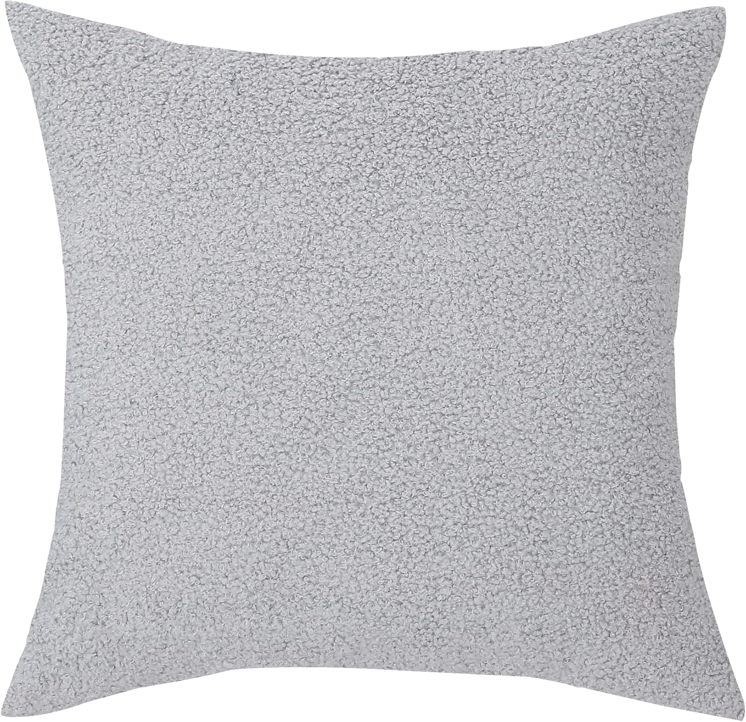 TangDepot Pack of 2 Luxury Faux Shearling Fluffy Throw Pillow Covers, Square Pillow Covers, Euro/European Shams - (24"x24" 2 Pieces, A12 Light Grey)