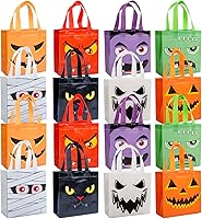 Vista 9 de 12 bolsas de Halloween con asas para niños, bolsas de regalo reutilizables no tejidas para envolver regalos, suministros de fiesta