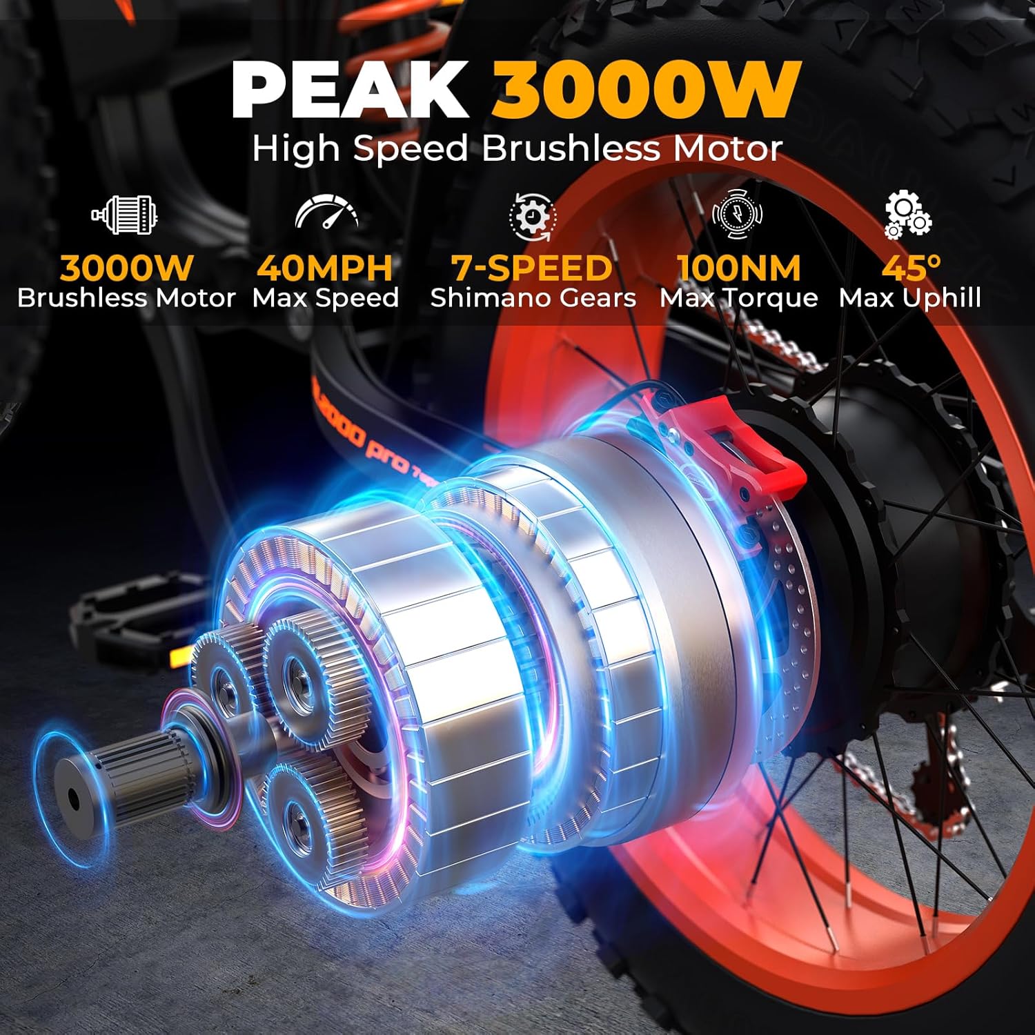 Electric Bike for Adults – 20"x4.5" Fat Tire, 5000W Motor, 60V 36Ah Battery, 7-Speed, Dual Disc Brakes for Off-Road and City Riding
