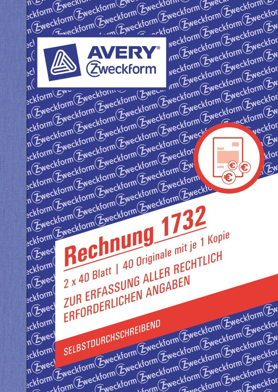 AVERY Zweckform 1732 Invoice A6 Self-Copying 2x40 Sheets White/Yellow