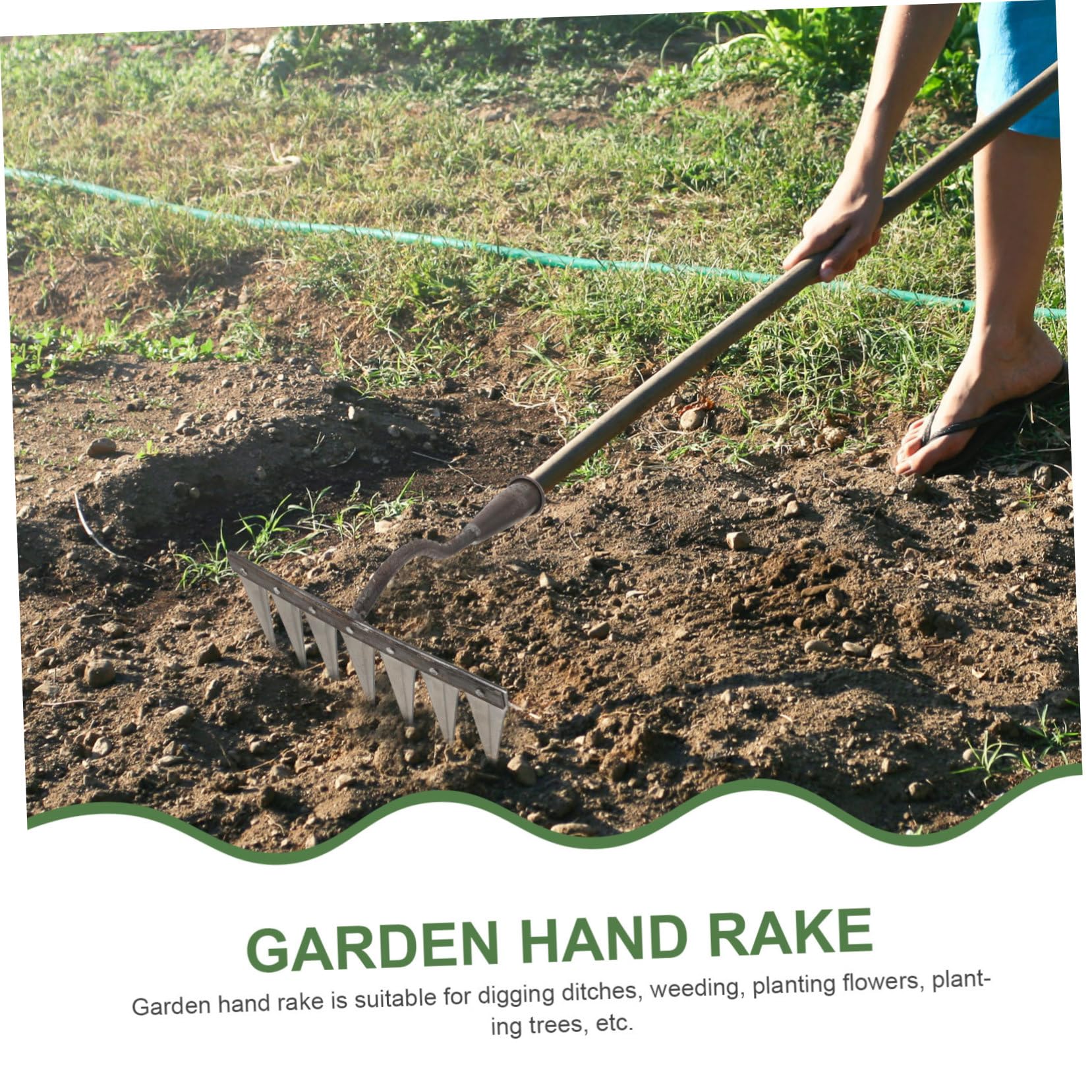 Gartenrechen mit Holzgriff Leichter und Robuster Handrechen für Effektives Arbeiten im Garten zum Lockern Graben und Umpflanzen