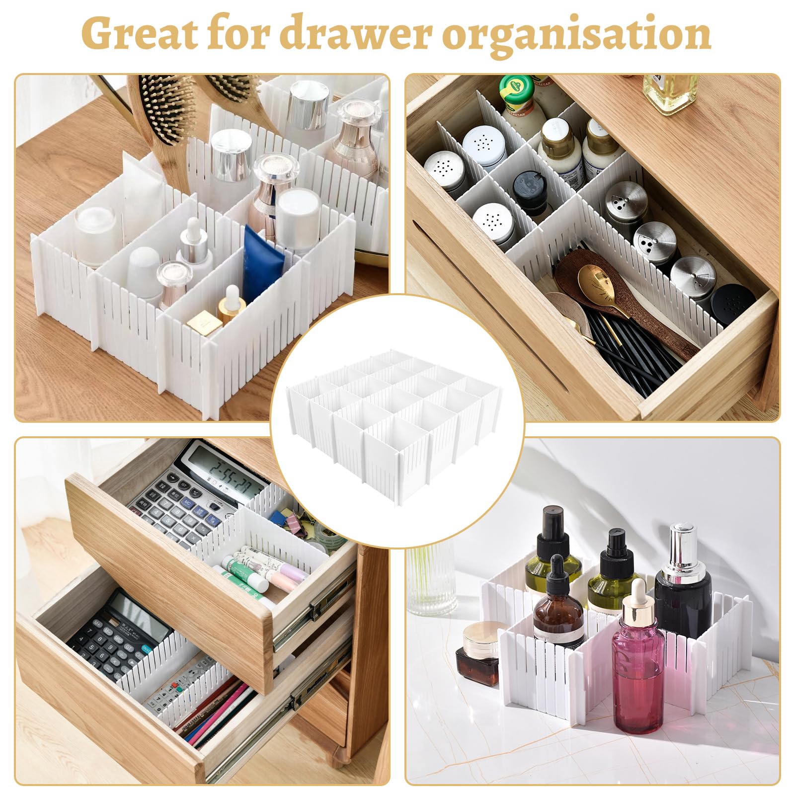 10 Divisori Cassetto Regolabili PRZRAO - 32x11cm, Con Accessori, Plastica - Foto 3