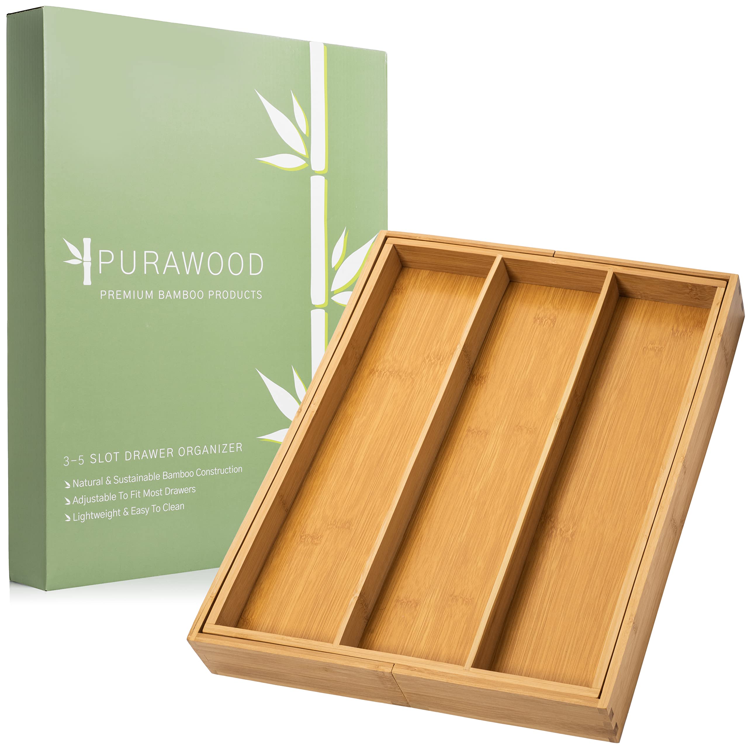 Buy Premium Bamboo Silverware Organizer Expandable Kitchen Drawer