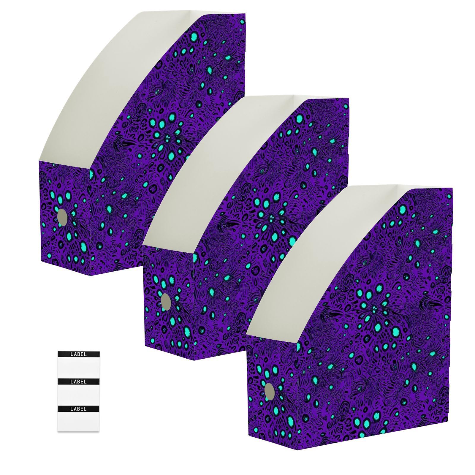 Boîtes de rangement pliables lot de 3 organiseurs de dossiers 23x31 cm léopard violet bleu
