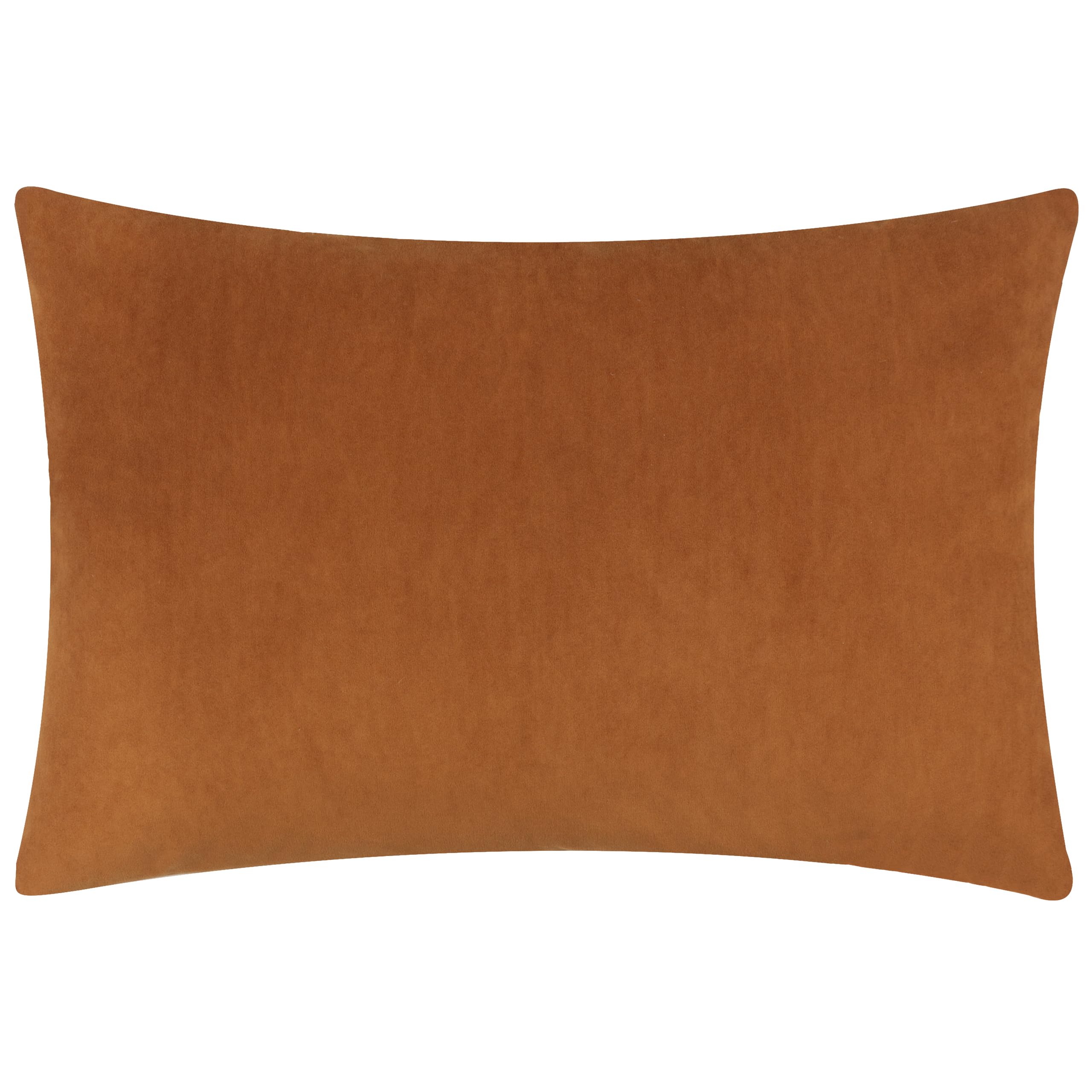 Yard Furn Darland Velvet Cushion Cover – Soft Velvet Oblong Cushion Cover Contrast Linen-Look Reverse Hidden Zip (Pecan – 40 x 60 cm)