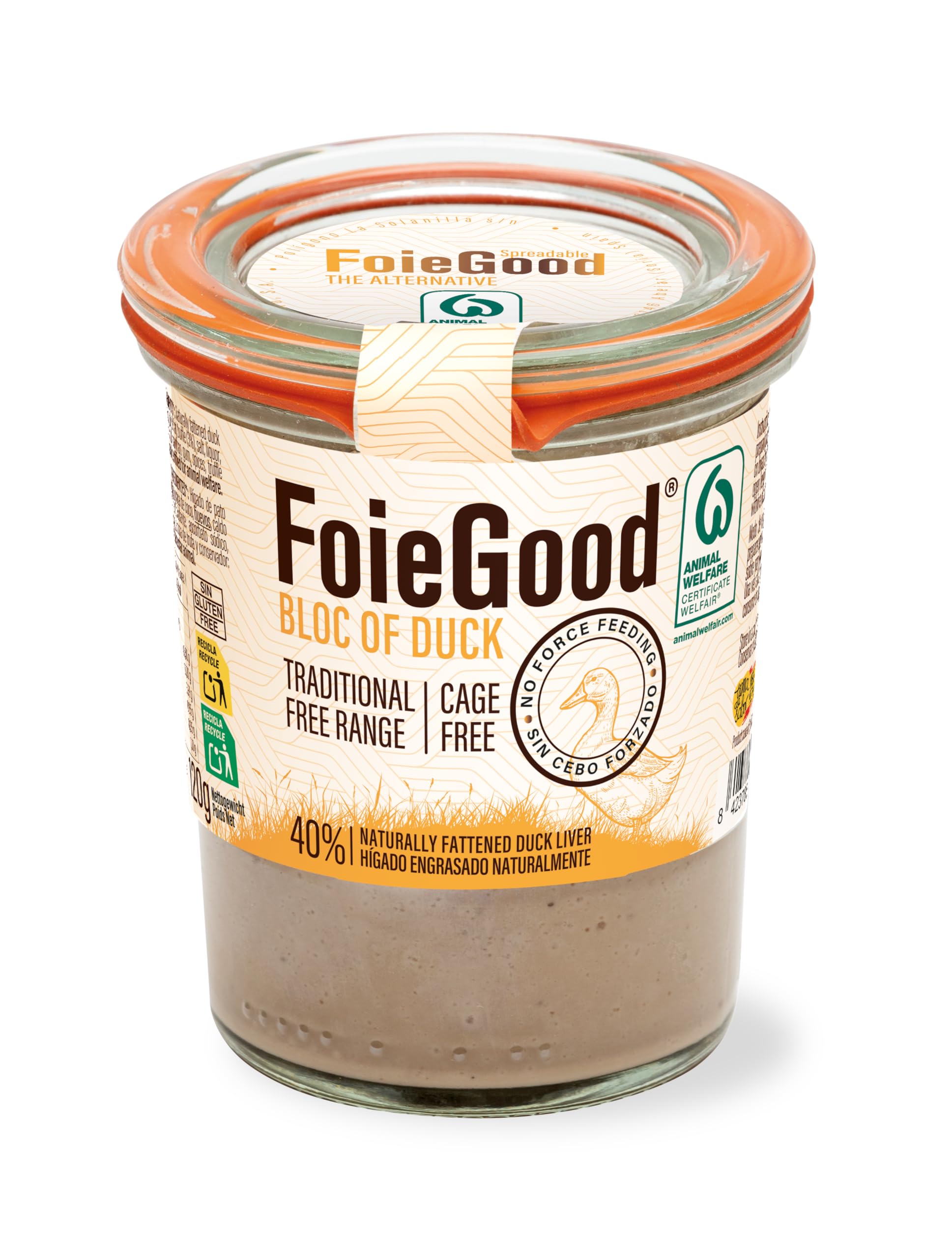 FoieGood BLOC DE PATO– Paté Untable de Hígado de Pato con Certificado Welfair® de Bienestar Animal – Textura Suave y Cremosa – Aperitivos Gourmet