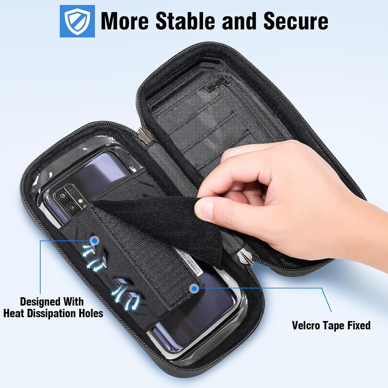 Porta Cellulare Moto Impermeabile, Porta Telefono Motocicletta con 360 Gradi Rotabile Supporto Cellulare Scooter Specchietto con Touch ID per Smartphone da 4,0-7,2 Pollici (Nero)