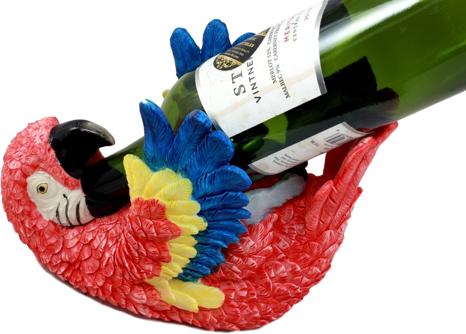 Ebros Gift Tropical Rainforest Scarlet Macaw Parrot Wine Bottle Holder