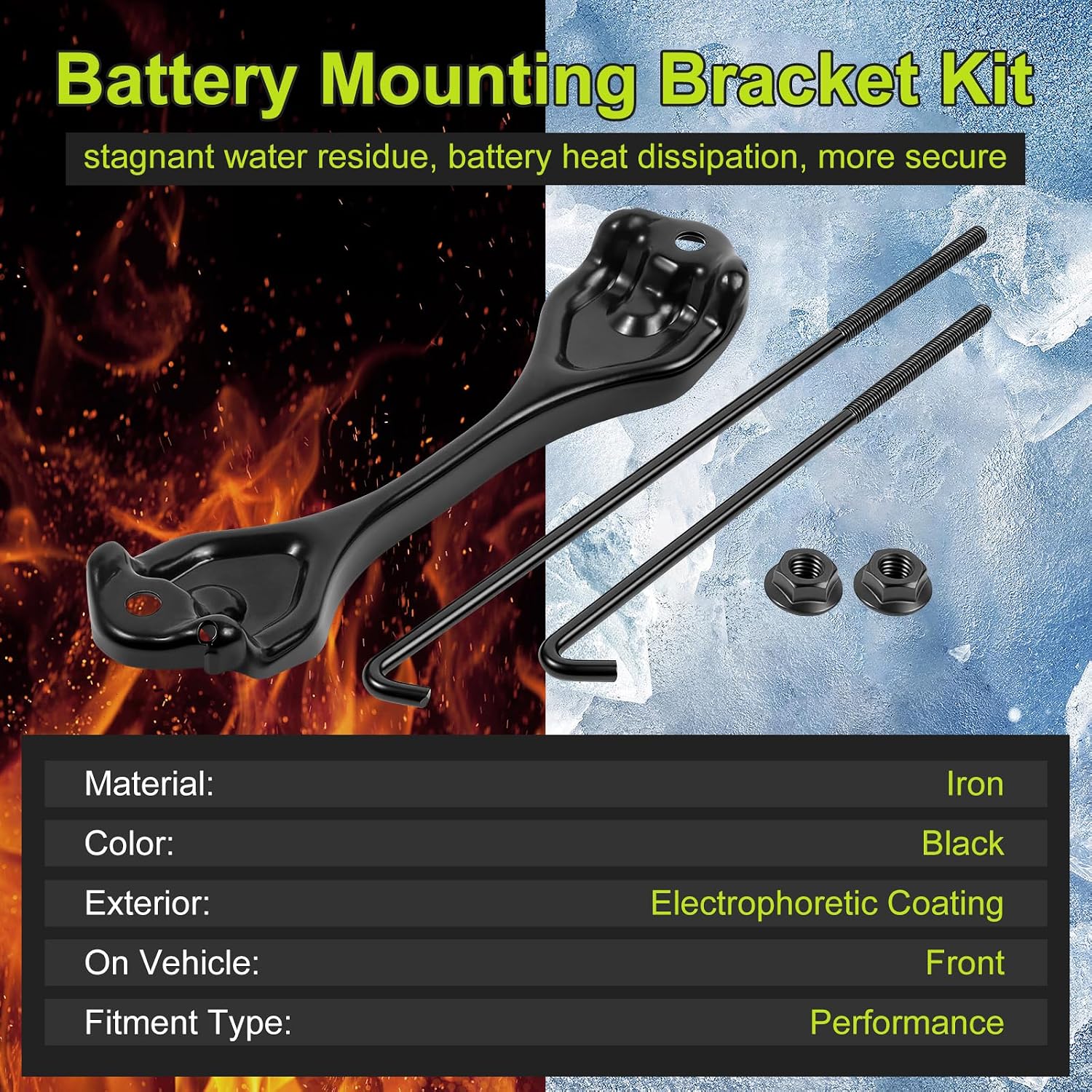 74481-26020 Battery Hold Down Clamp Kit with 304 Stainless Steel J-bolts Compatible with Toyota 4Runner FJ Cruiser Lexus GX460 GX470 2003-2024 Battery Mounting Bracket Holder Kit with 74451-35090