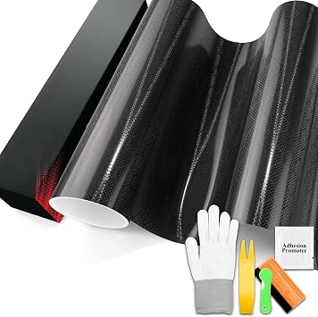 PET Honeycomb Carbon Fiber Satin Black Vinyl Wrap Auto Car Sticker Decal Film Sheet Like Paint Bubble Free Air Release Technology with Tool Set 1.6FTx5FT
