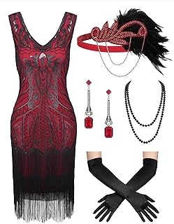 Women's Vintage Flapper Dress 1920s,Great Gatsby Sequin Fringe dresses with 20s Accessories Set For Party Prom - Buy now