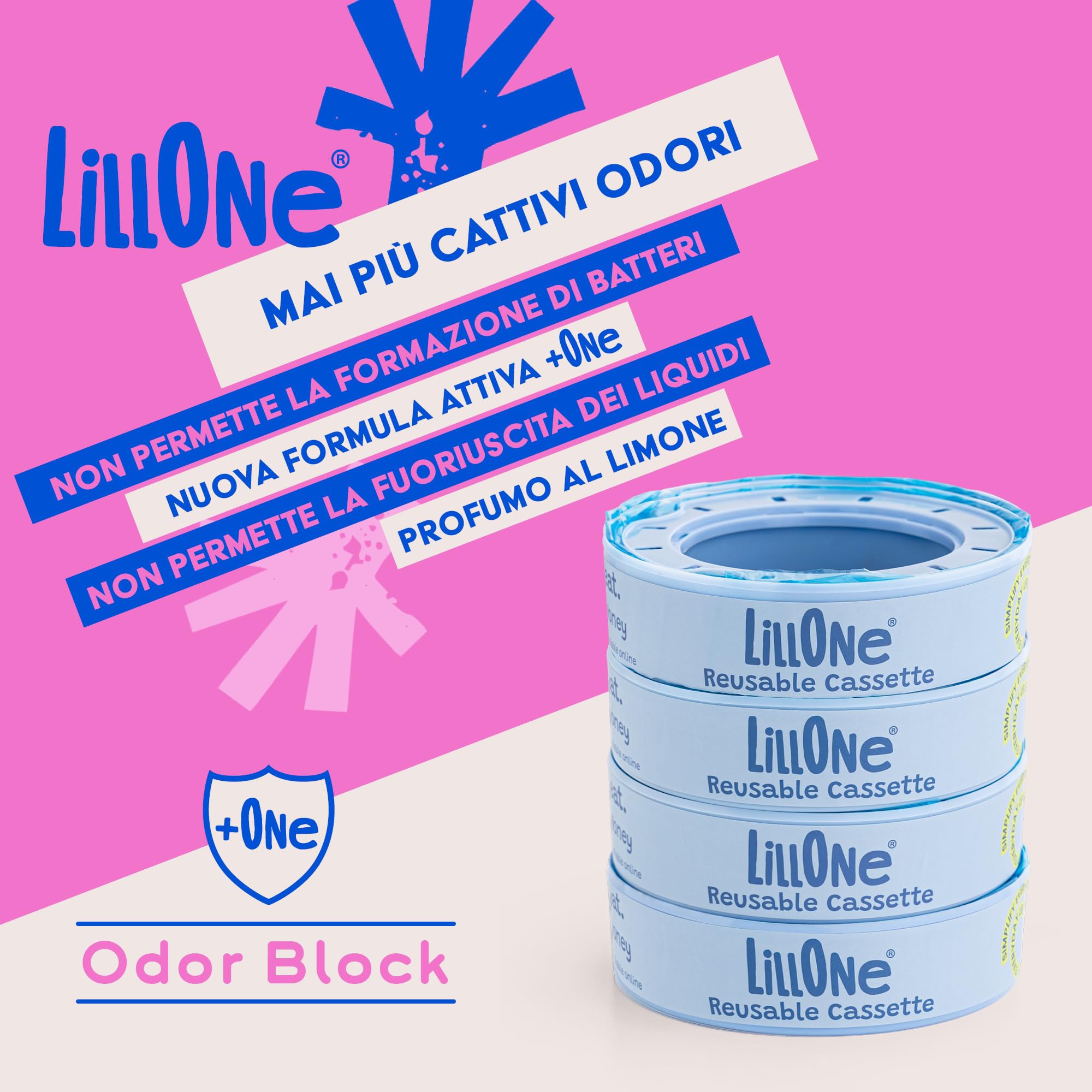 LillOne 4 Ricariche con Cestelli Riutilizzabili per Mangiapannolini compatibili con Angelcare Maialino Foppapedretti – Mangia pannolini