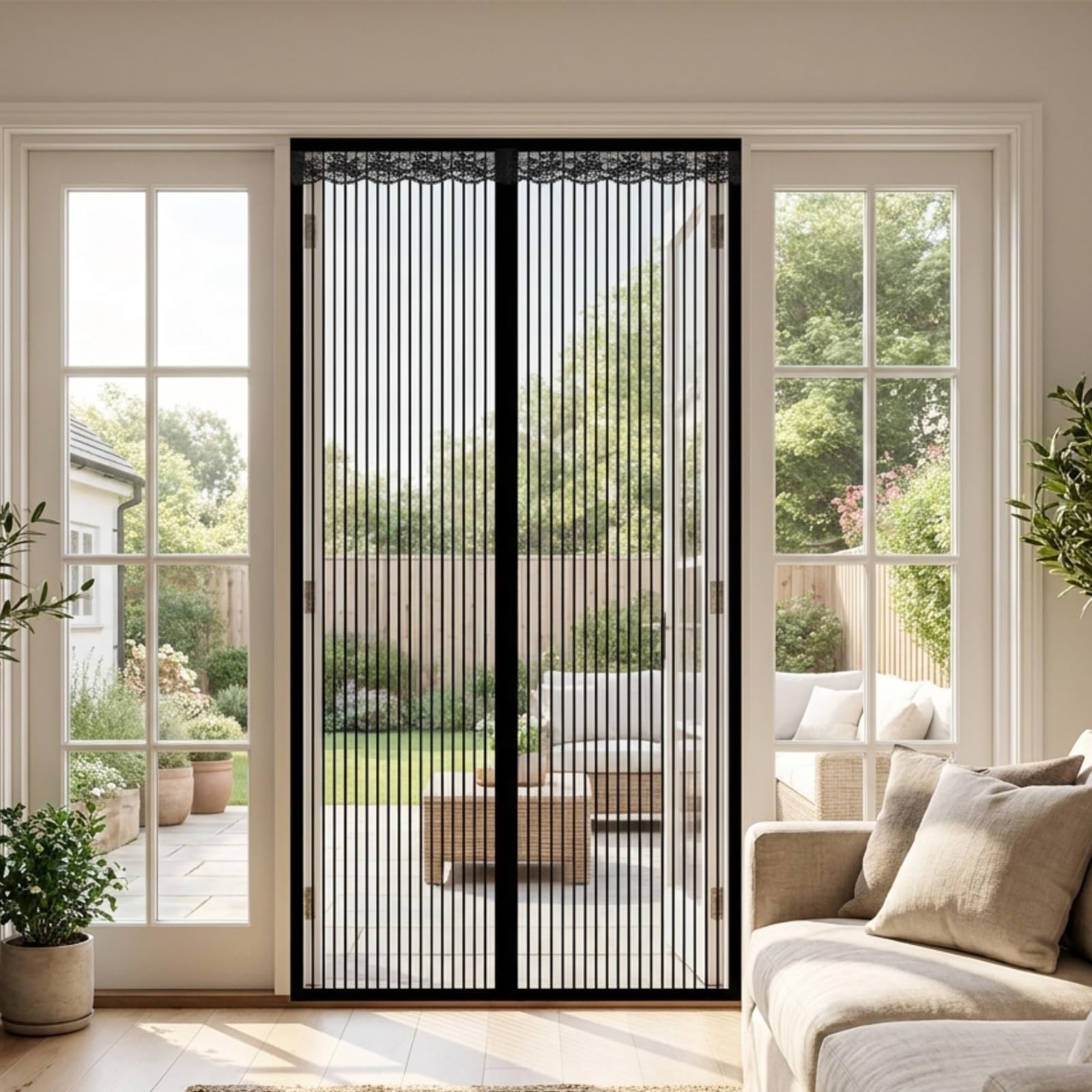 Moustiquaire porte anti mouches à fermeture automatique et maille ultra fine