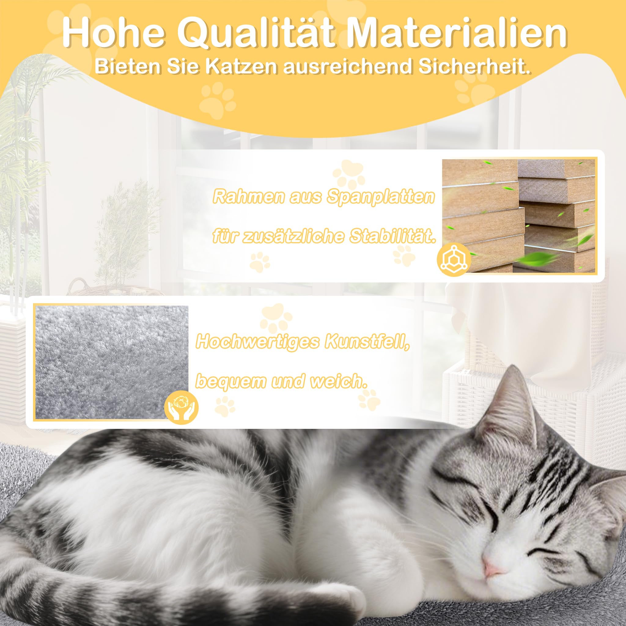 NAIZY Rascador grande para gatos, 49 x 49 x 130 cm, XXL, con columnas de sisal y cueva para gatos, antideslizante, gris K1254