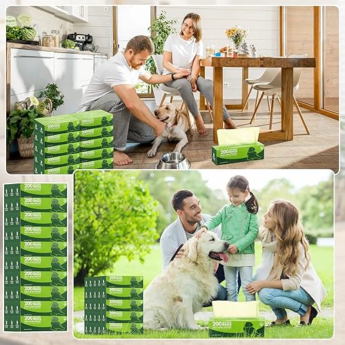 Miniatura 5 de Sherr 20 rollos en caja, 4000 unidades, bolsas para excrementos de perro, a prueba de fugas, bolsas universales para desechos de mascotas, bolsas