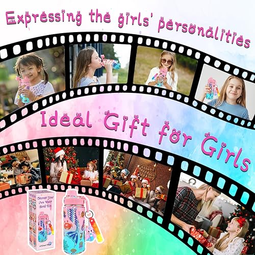 Miniatura 6 de 7july Decora tus propios kits de botellas de agua para niñas de 4 a 6 a 8 a 10 años (acero inoxidable), manualidades de pintura con temática de