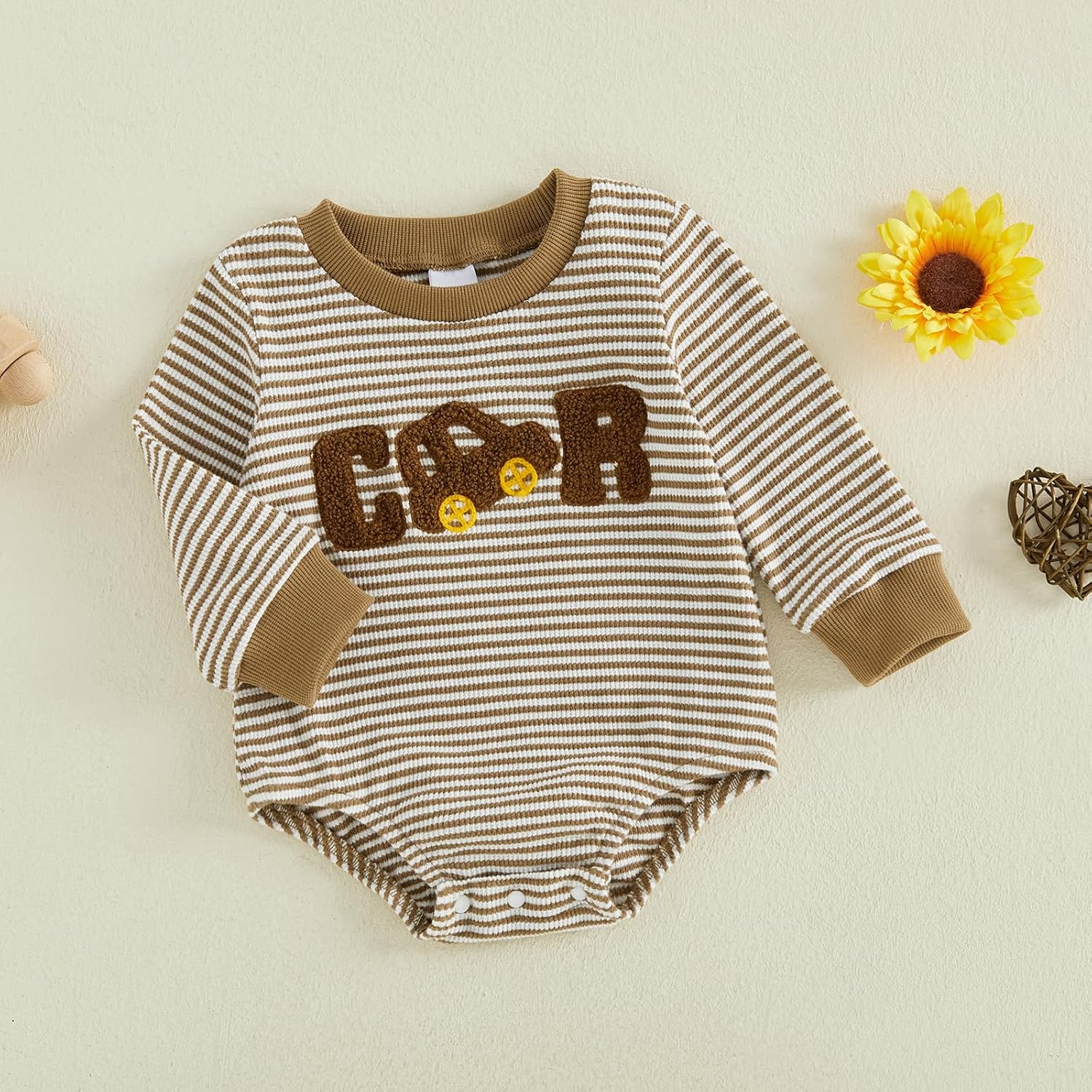 Infant Baby Boy Fall Waffle Stripe Clothes Funny Romper Bodysuit Newborn Boy Winter Sweatshirt 3 6 12 18 Months