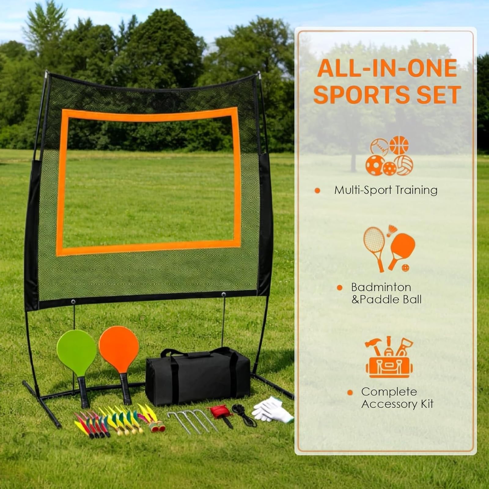 Rete da Tennis con accessori, nero, 12,8 m x 1,07 m, polietilene e nylon, pali di supporto inclusi