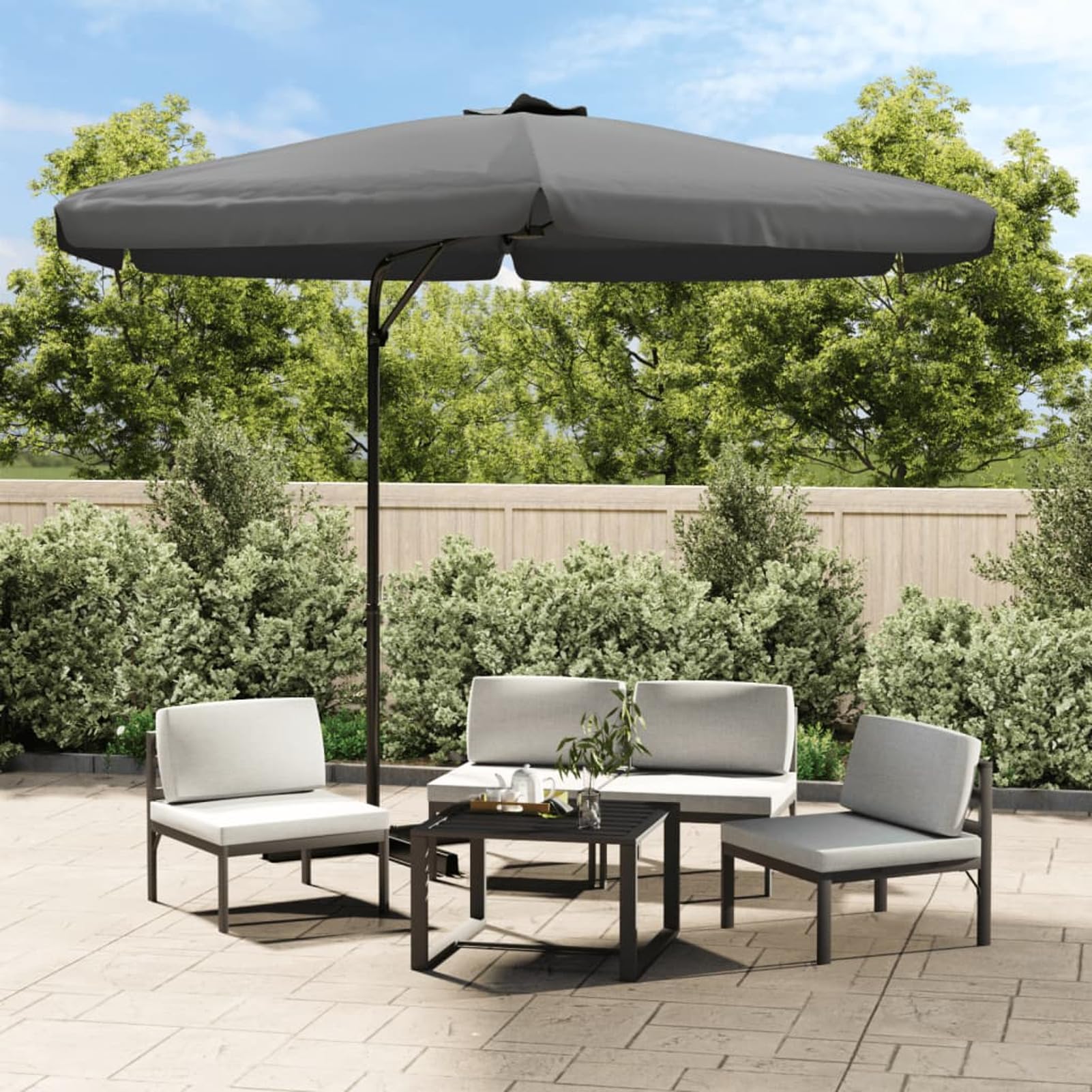 Homgoday Parasol, parasol zewnętrzny ze stalowym słupkiem 300 x 250 cm antracyt, parasole przeciwsłoneczne, parasole ogrodowe, parasole zewnętrzne, parasol plażowy, wiatroszczelny parasol na taras
