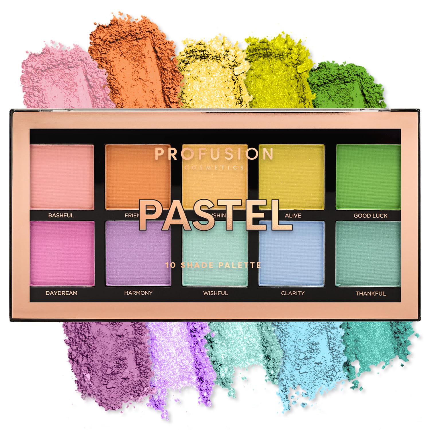 Profusion Cosmetics Pastel 10 Shade Eyeshadow Palette, Richly Pigmented and Vegan Formula with Versatile Multi Finish Hues, Create Stunning and Vibrant Day Looks Smoothly