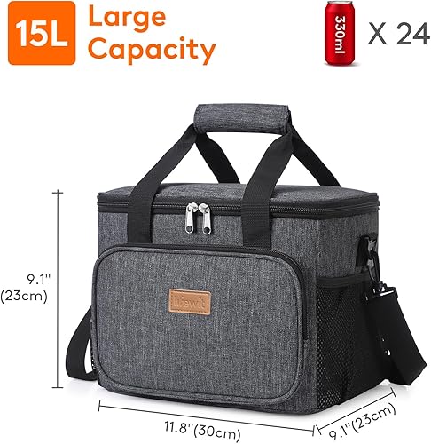 Miniatura 62 de Lifewit Bolsa de Almuerzo Mediana Aislada Caja de Almuerzo Hielera Suave Bolsa Refrigerante para Adultos Hombres Mujeres, Gris 12 Latas (9L)
