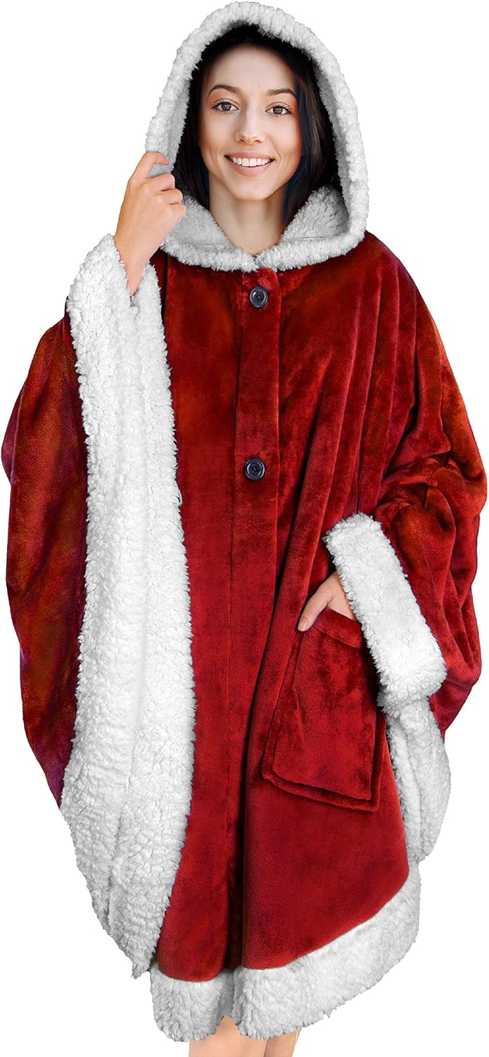 PAVILIA Angel Wrap Hooded Blanket, Sherpa Lined Wearable