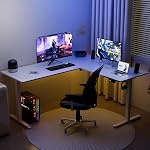 ERGOMAKER 160 * 140CM L -Shaped Electric Standing Desk Adjustable Height, L Shape Corner Standing Office Stand Up Desks with Splice Board, Computer Home Office Standing Desk, White