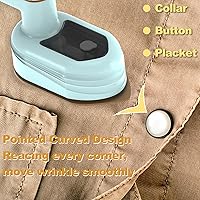 Vista 7 de Mini Travel Iron for Clothes, 180° Rotatable Portable Handheld Steam Iron, Foldable Small Size Steamer Ironing Machine with Dry & Wet Ironing for