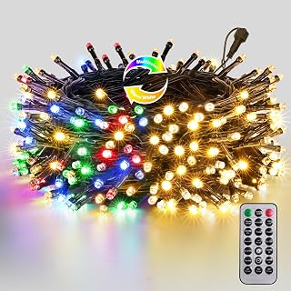 Joomer 66FT 200 LED Color Changing Christmas String Lights - Remote Timer, Dimmable, Waterproof Connectable for Indoor Outdoor Holiday Decor (Warm White to Multicolor)