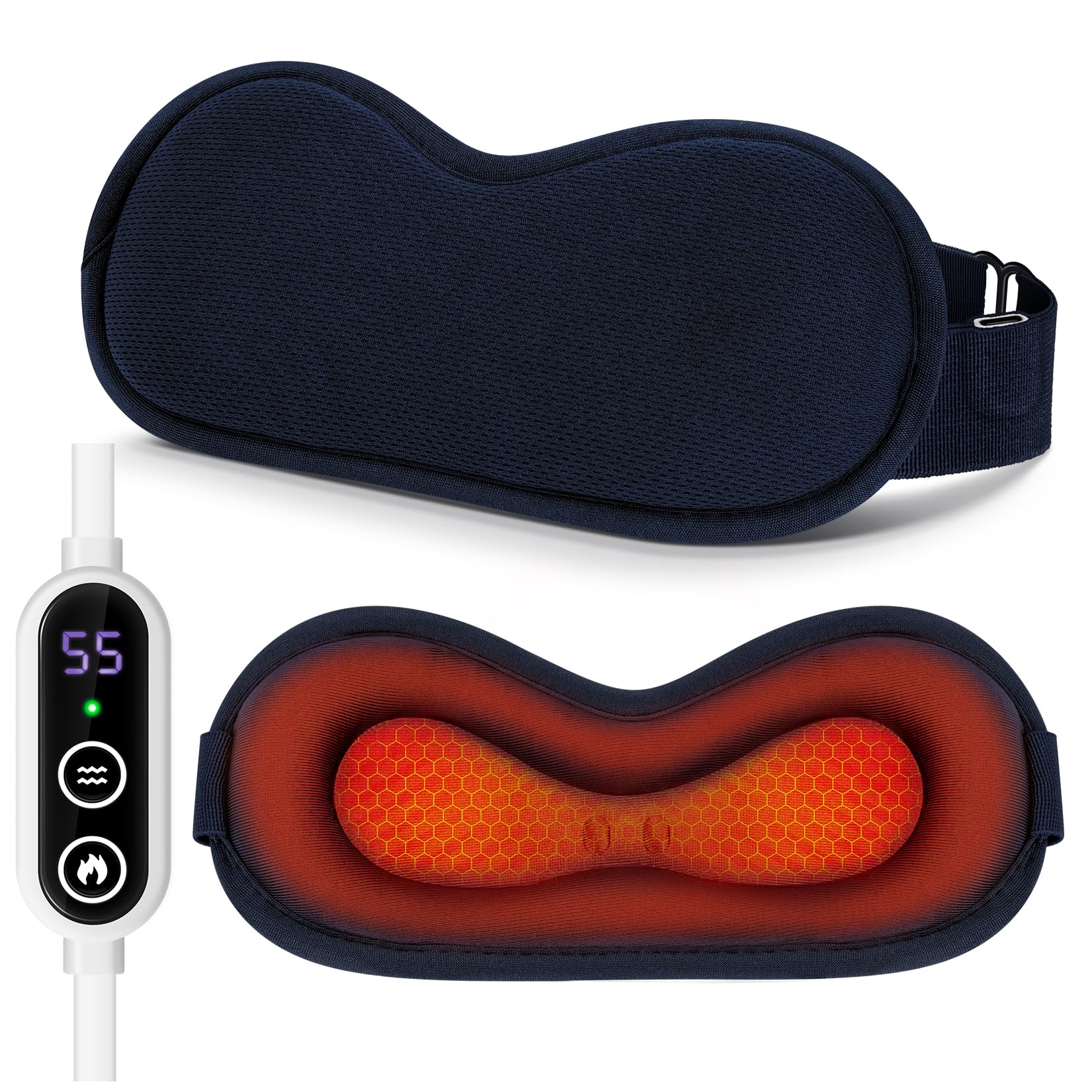 3D Vibration Heated Eye Mask Electric Eye Massager with Adjustable Temperature Timer for Relieving Eye Fatigue Dry Eyes