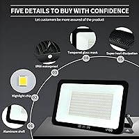 Vista 5 de Paquete de 4 Luces LED de Inundación para Exteriores, Luz de Trabajo LED de 100W 11000lm con Enchufe de EE.UU. de 6 Pies, Luces de Seguridad