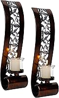 Shelving Solution Antique Bronze Wall Sconces Set of 2 - 14.4" Metal Candle Holders with Glass Shade for Living Room, Bathroom Decor